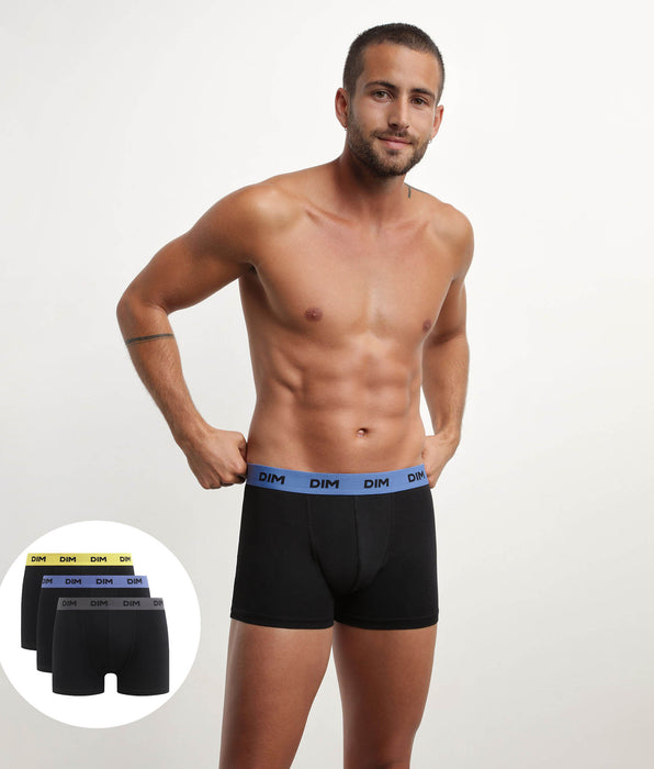 DIM Pacco da 3 boxer da uomo neri con vita colorata Mimosa Lila Mix & Colors