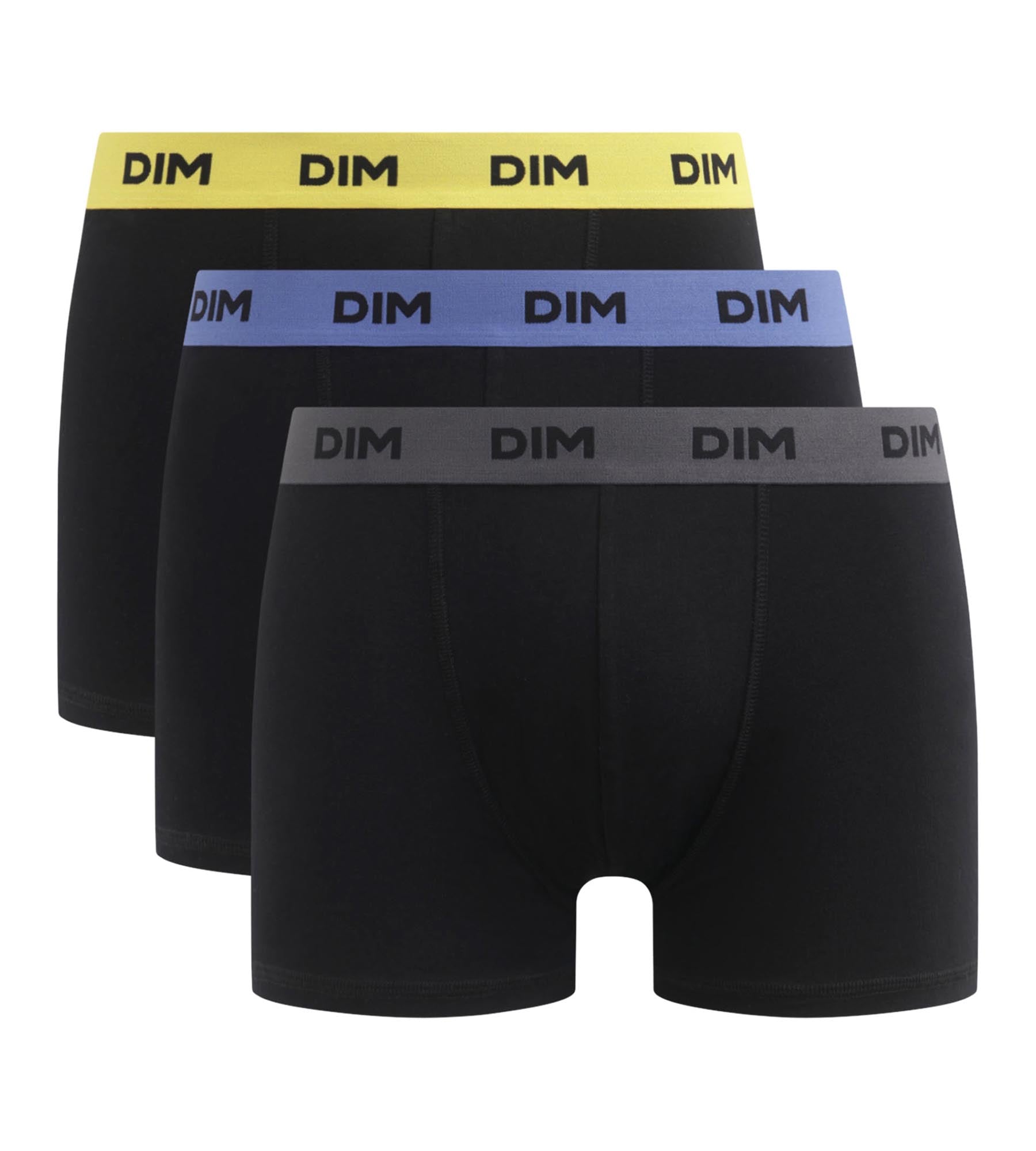 DIM Pacco da 3 boxer da uomo neri con vita colorata Mimosa Lila Mix & Colors