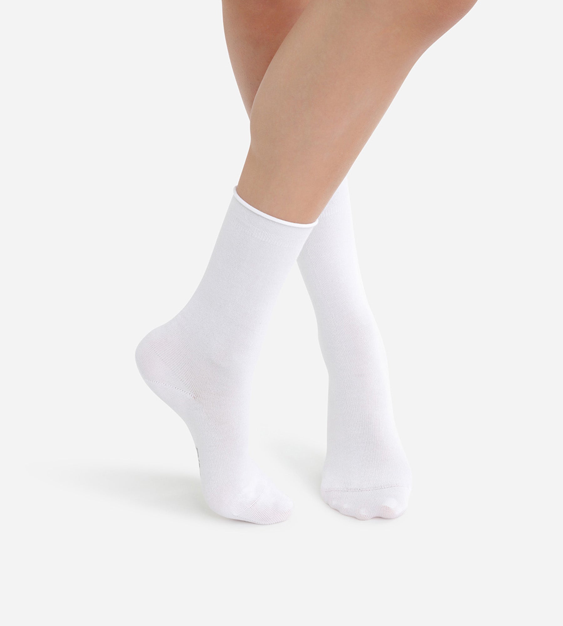 DIM Pacco da 2 paia di calze bianche in cotone modale da donna