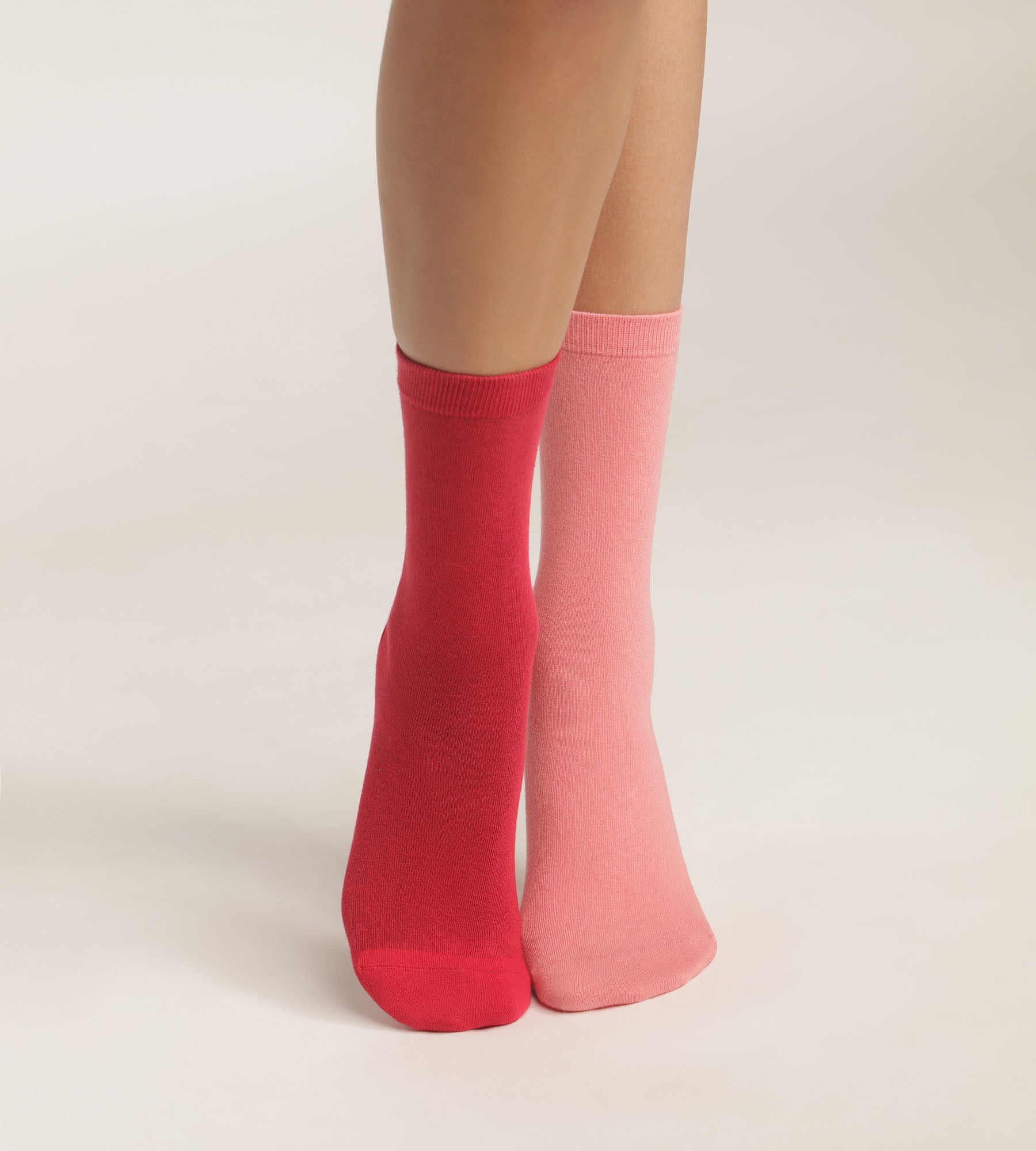DIM Pacco da 2 calze in cotone rosa da donna Dim