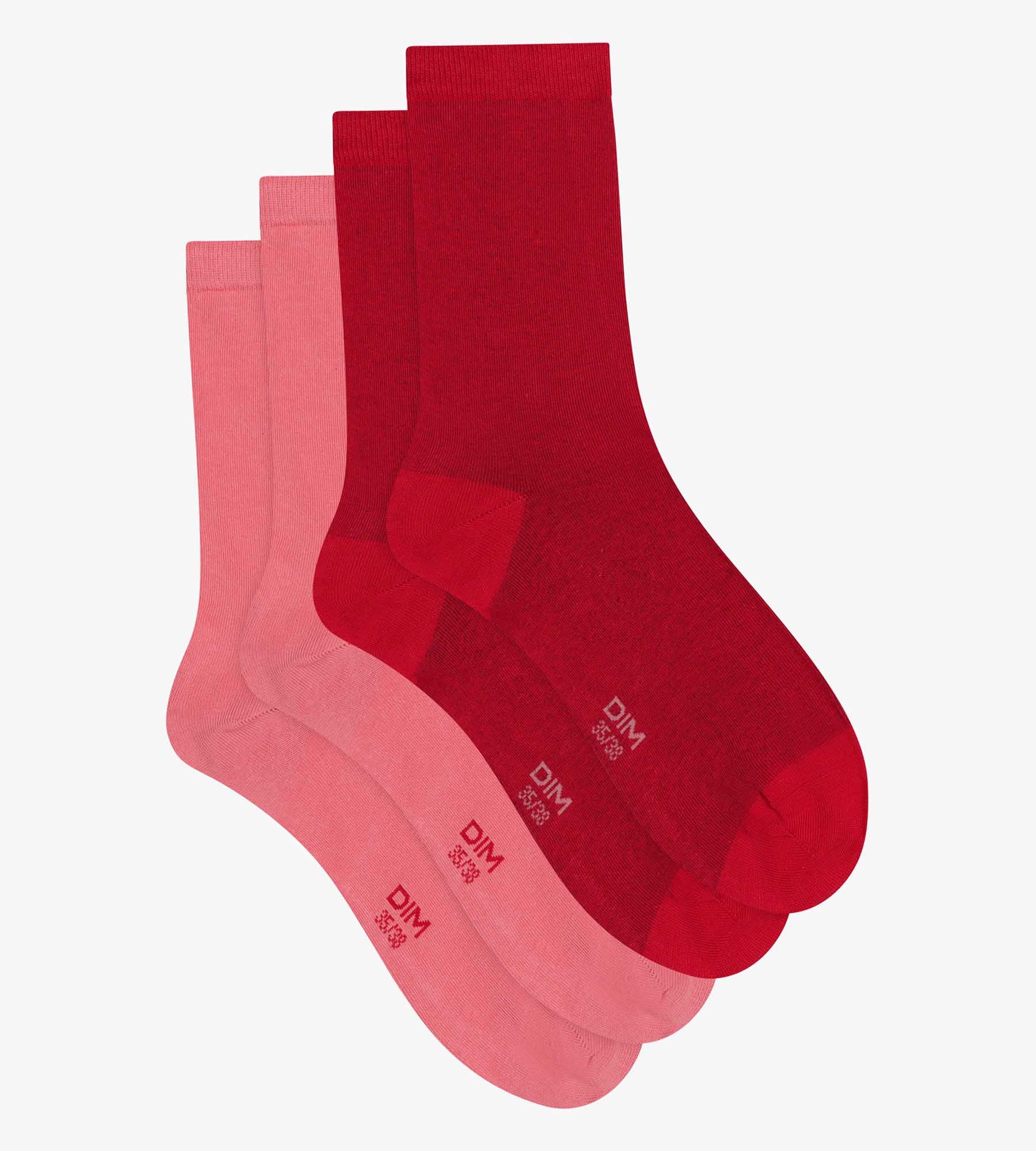 DIM Pacco da 2 calze in cotone rosa da donna Dim