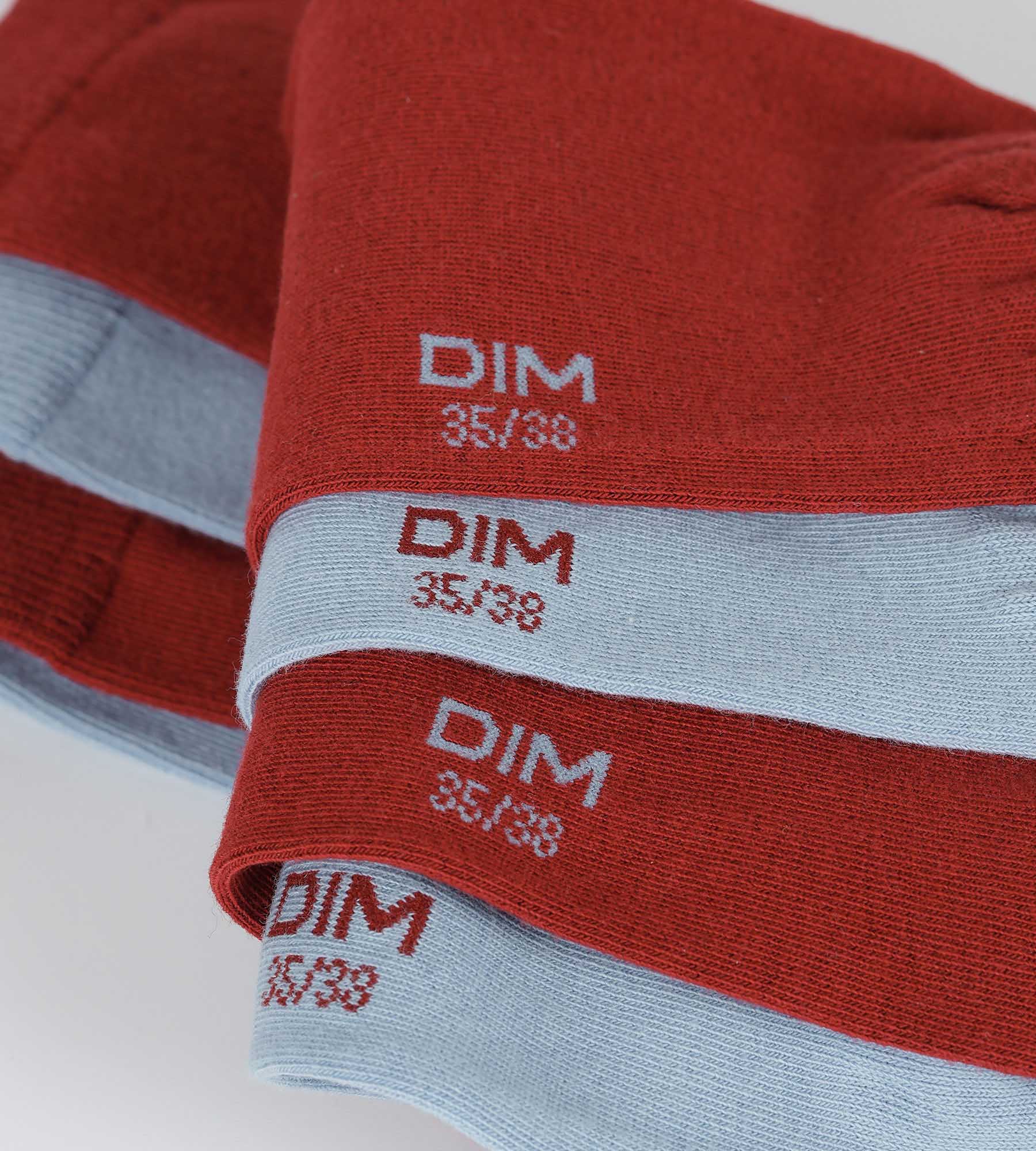 DIM Pacco da 2 paia di calze da donna rosso blu in cotone