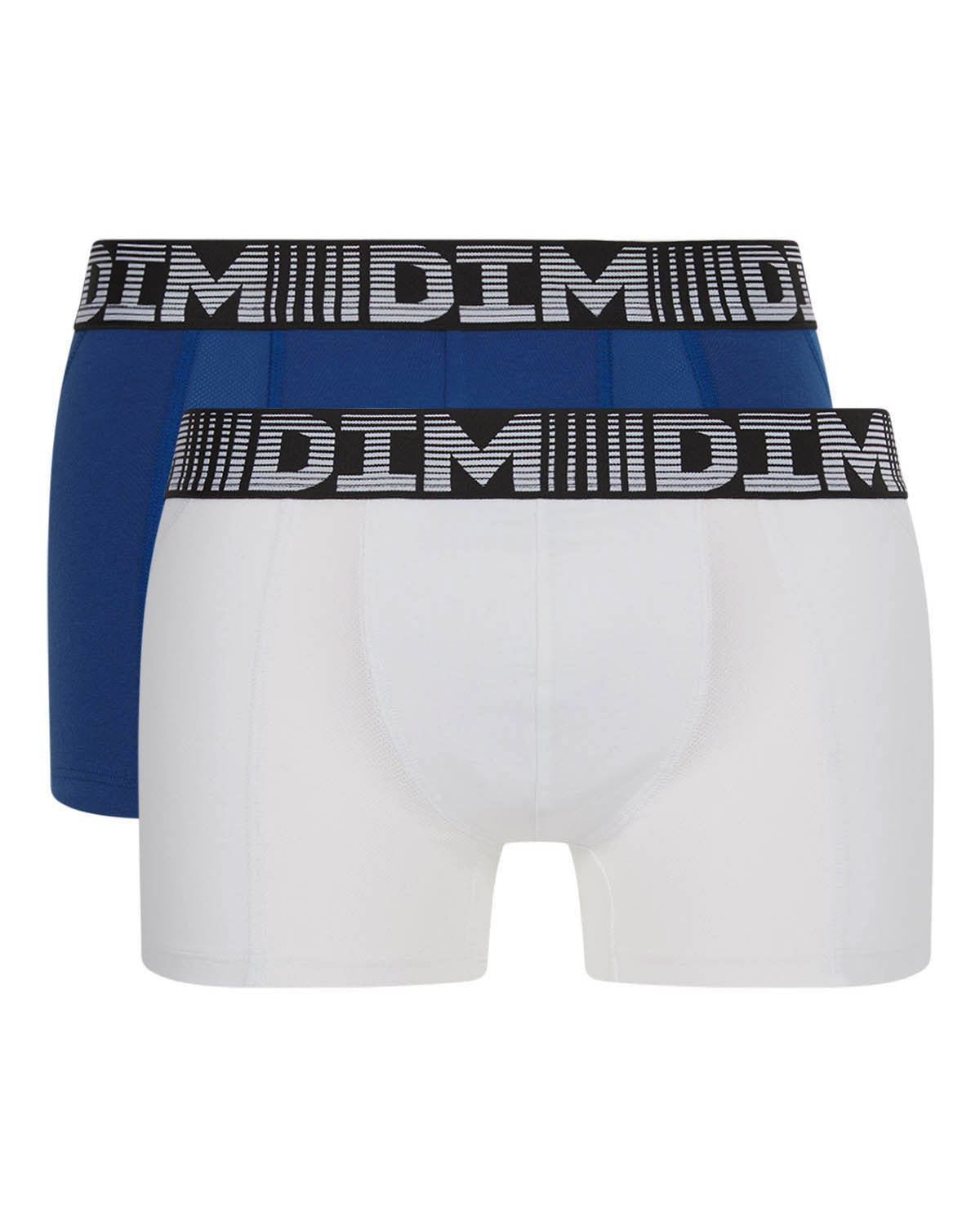 DIM Pacco da 2 boxer 3D Flex Air traspiranti da uomo blu acciaio e bianco