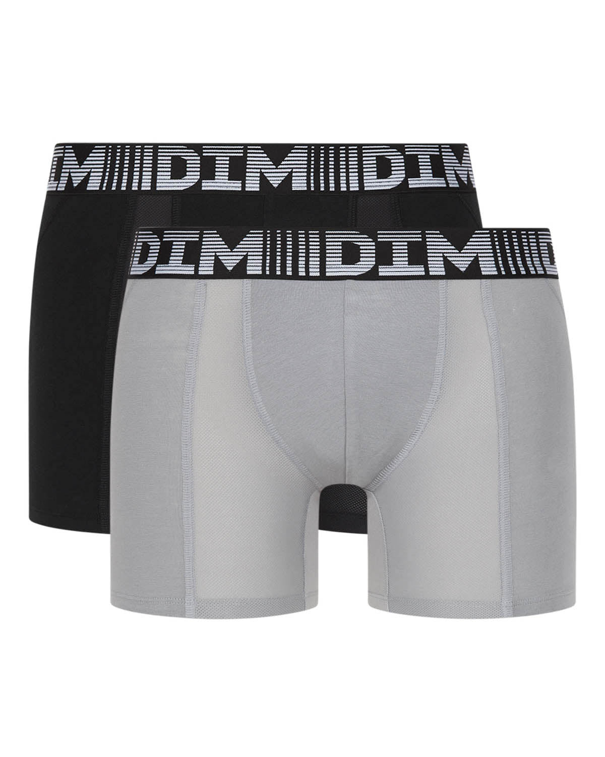 DIM Pacco da 2 boxer lunghi traspiranti da uomo nero grigio 3D Flex Air