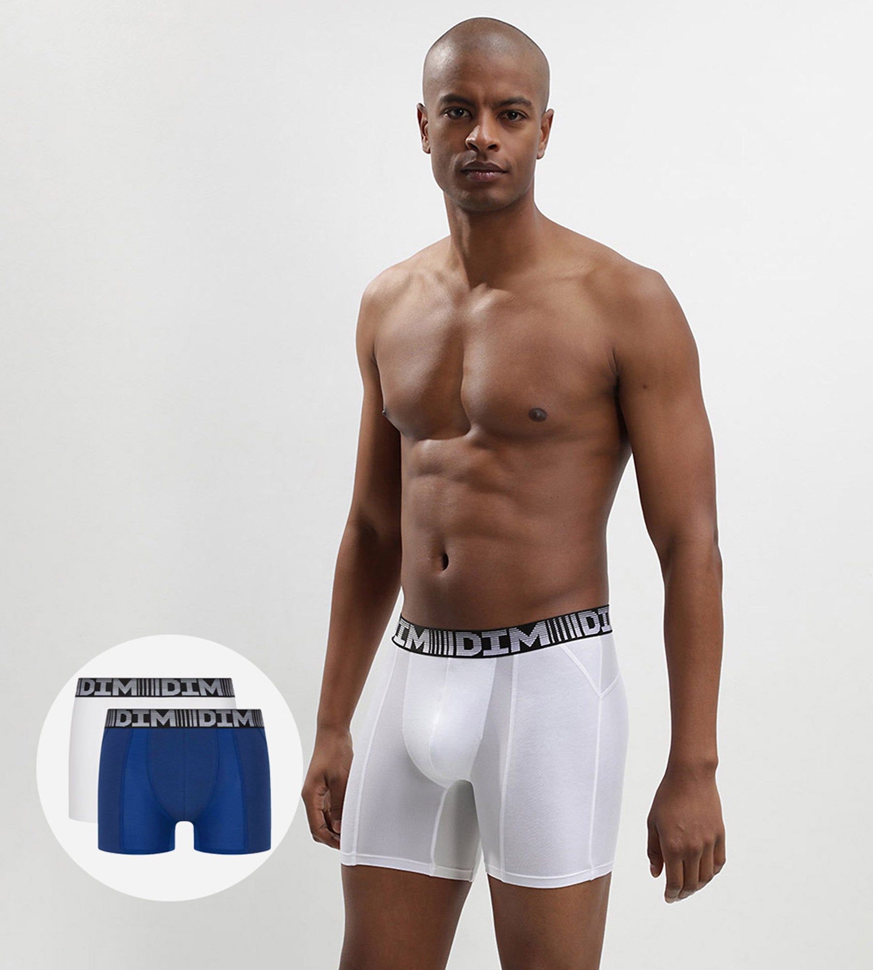 DIM Pacco da 2 boxer traspiranti da uomo 3D Flex Air blu bianco
