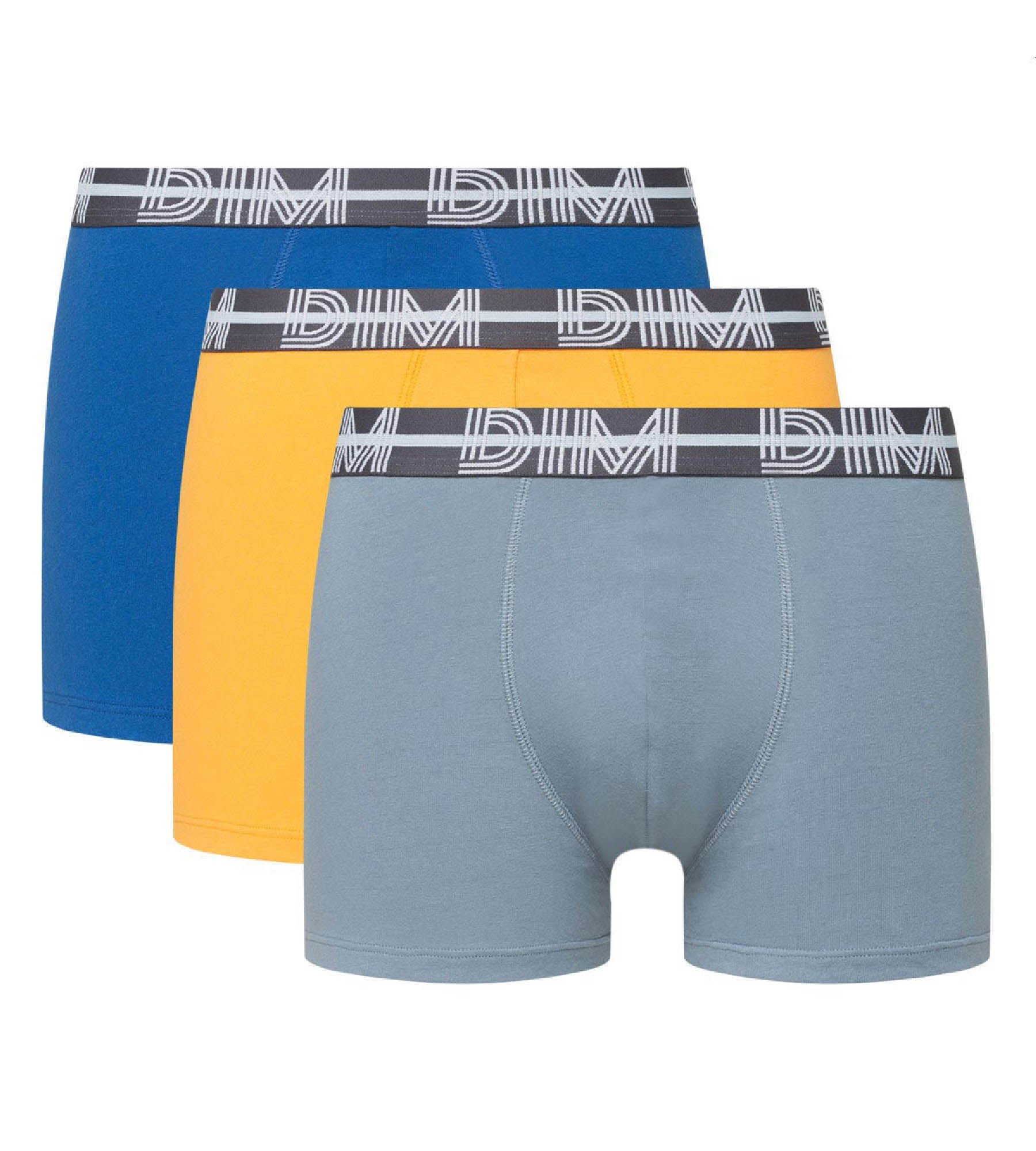 DIM Dim Powerful 3 Pacco da boxer in cotone elasticizzato con grafica blu in vita
