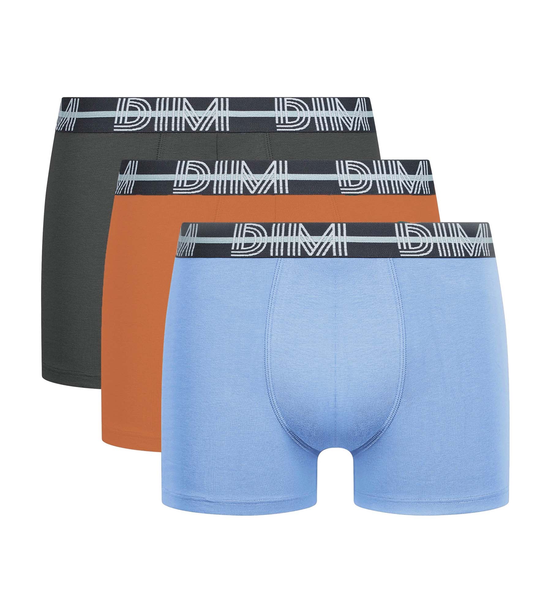 DIM Uomo 3D Cintura Grigio Blu Arancione Pacco da 3 Boxer Dim Powerful