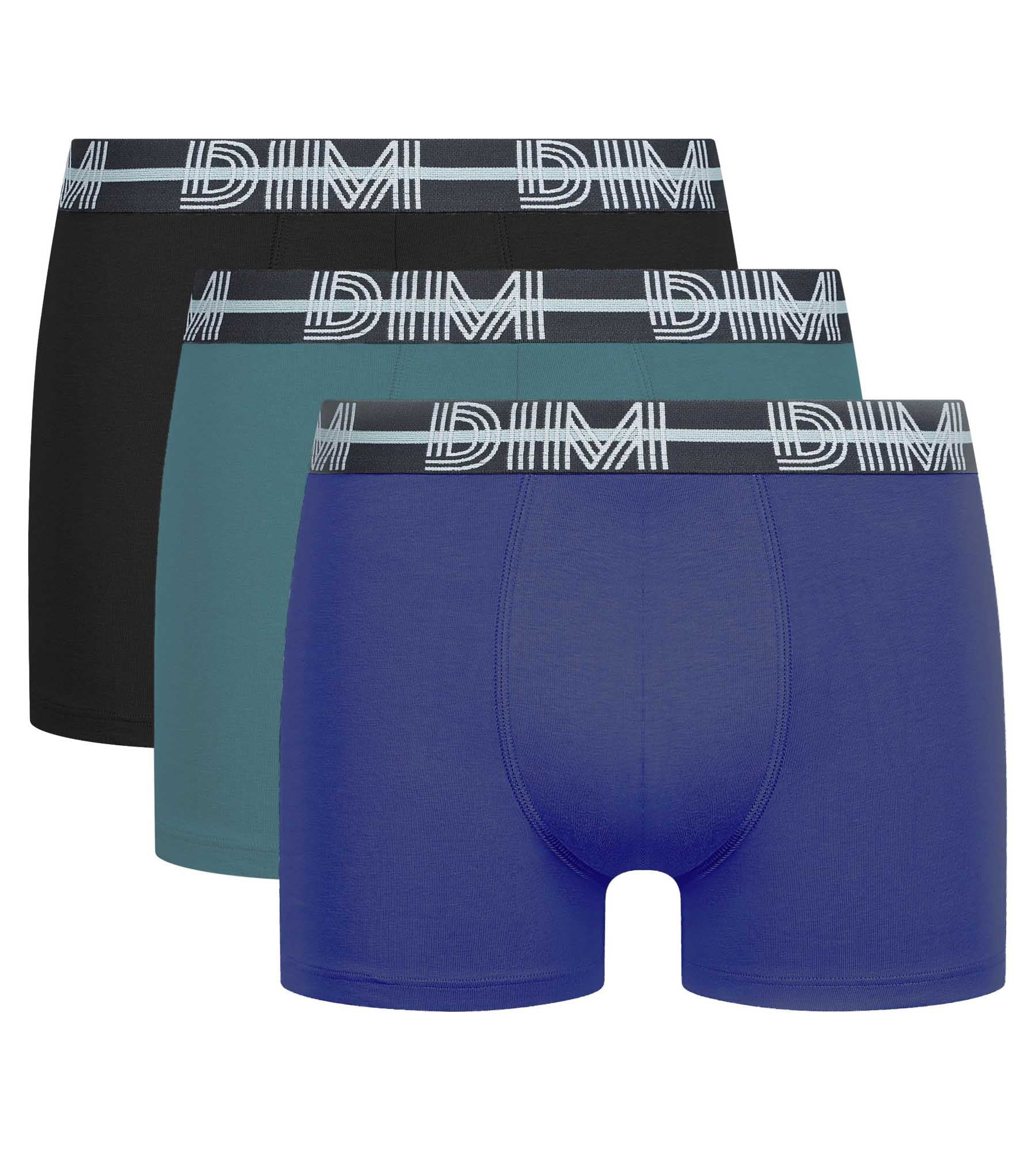 DIM Uomo Pacco da 3 boxer 3D con cintura Nero Blu Verde Dim Potente