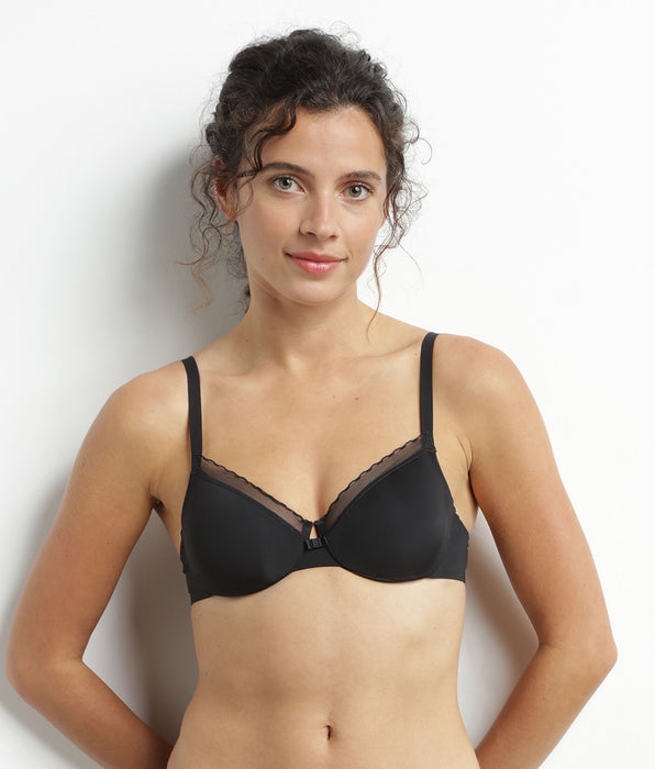 DIM Reggiseno push-on nero in microfibra e tulle Dim Daily Confort