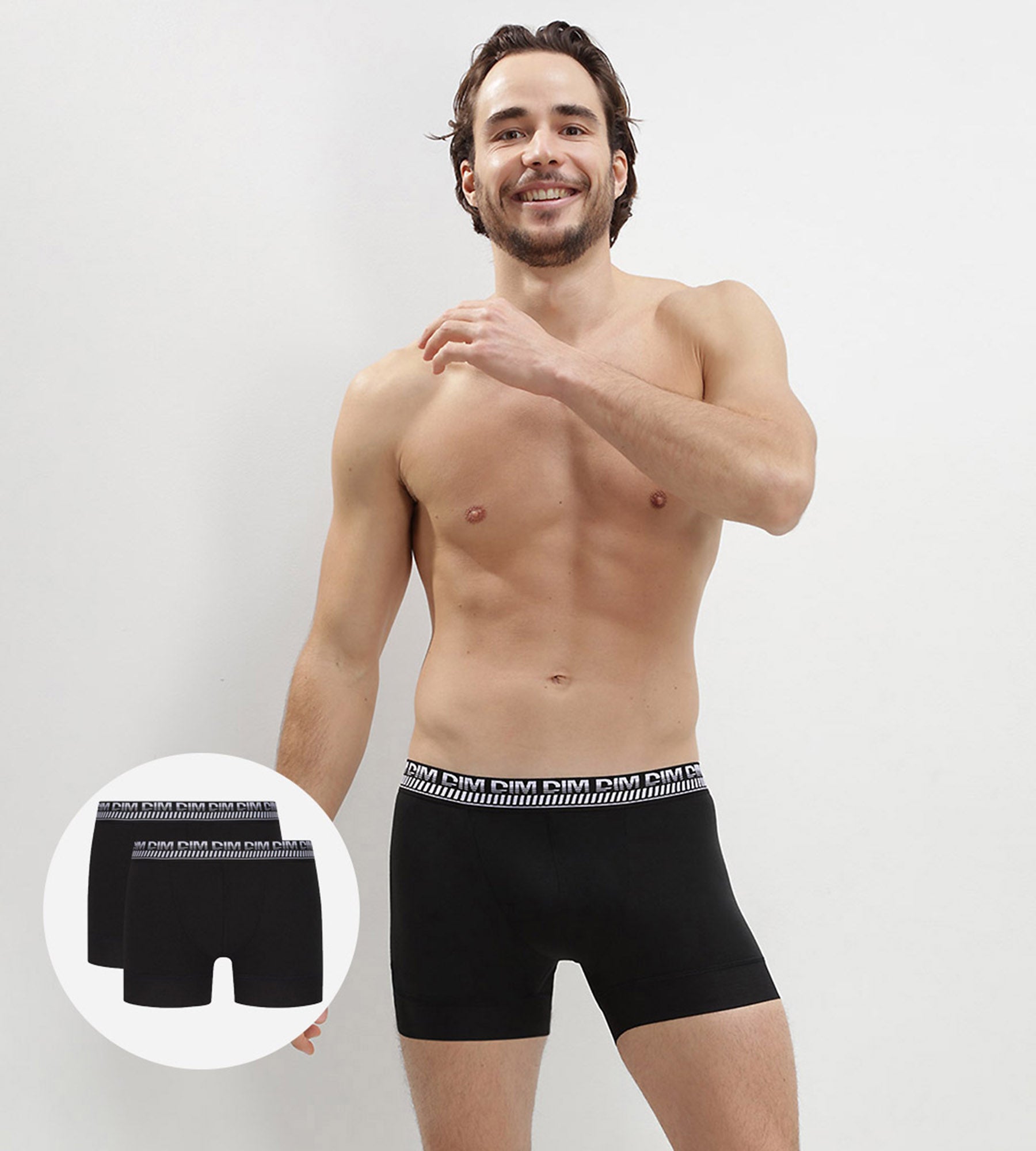 DIM Pacco da 2 boxer 3D da uomo neri Stay and Fit