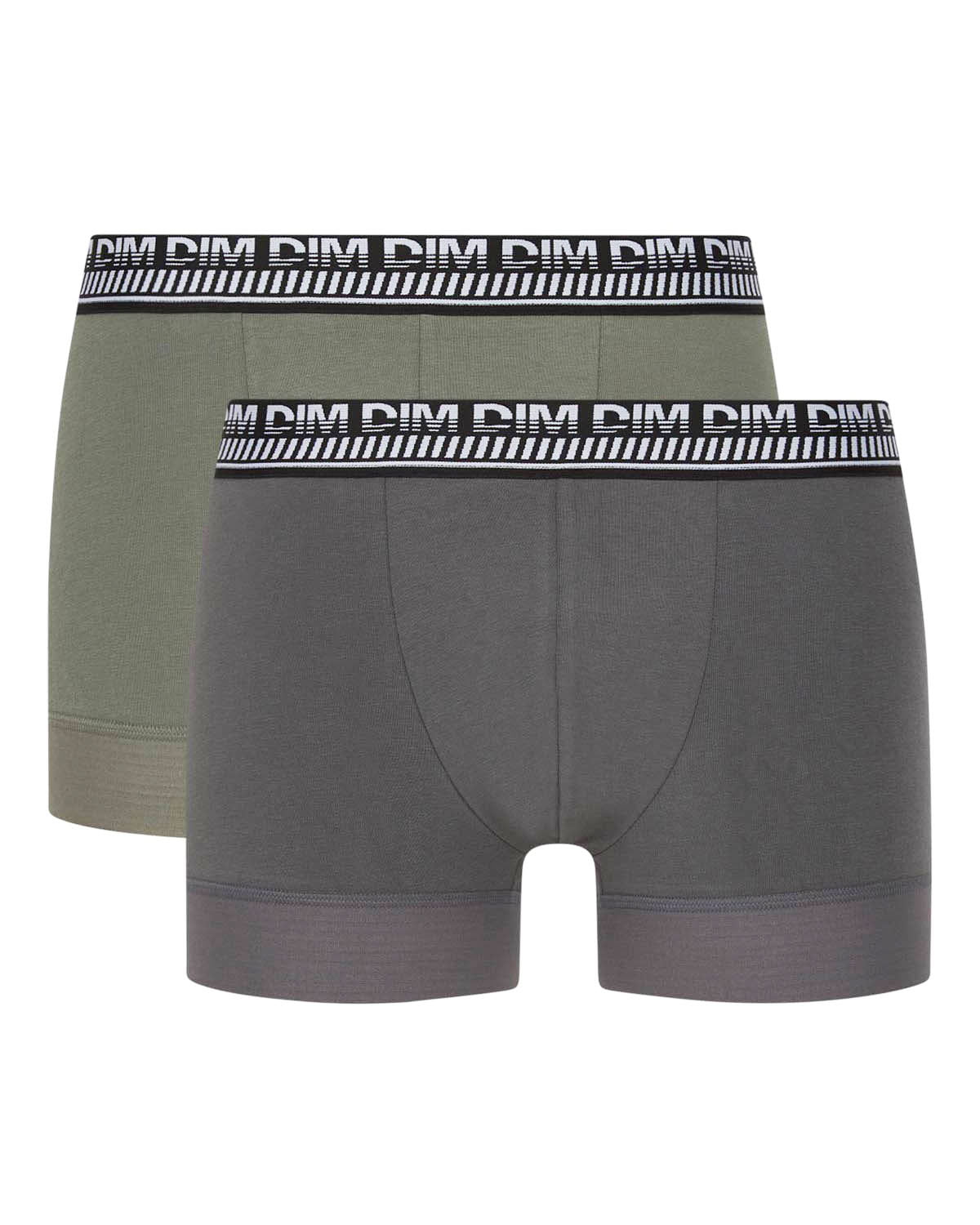 DIM Pacco da 2 boxer da uomo in cotone elasticizzato verde oliva Stay and Fit