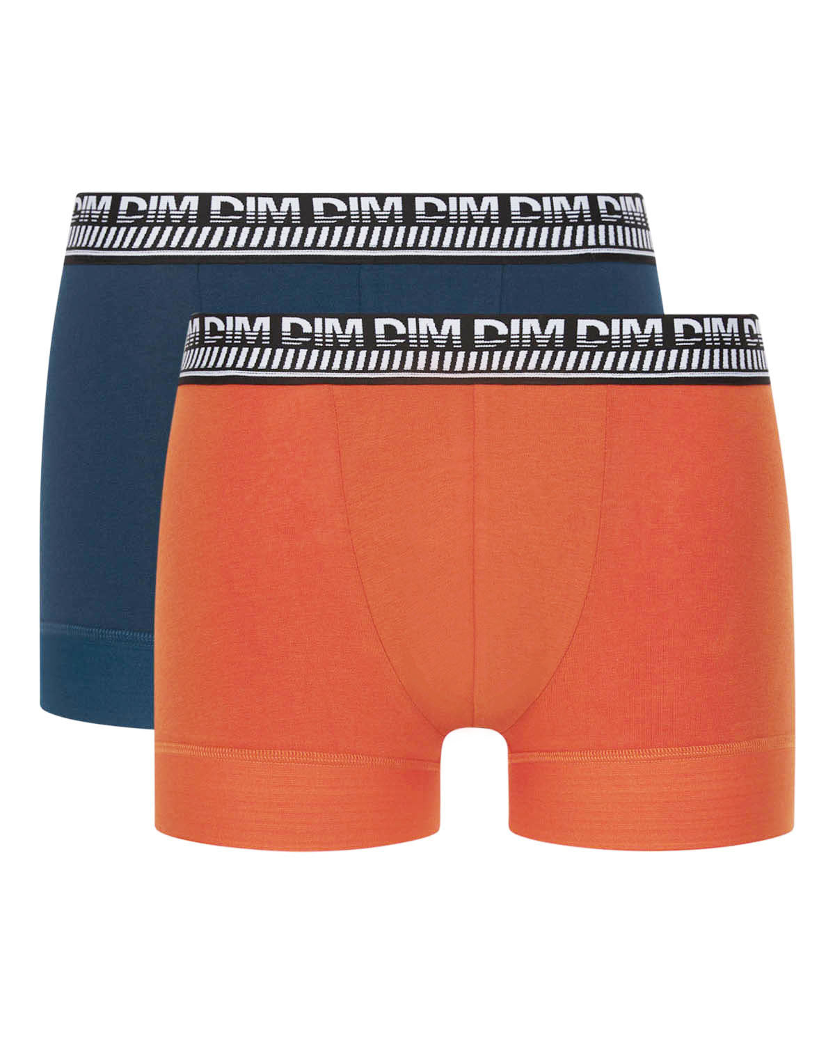 DIM Pacco da 2 boxer Stay and Fit da uomo in cotone elasticizzato blu arancio