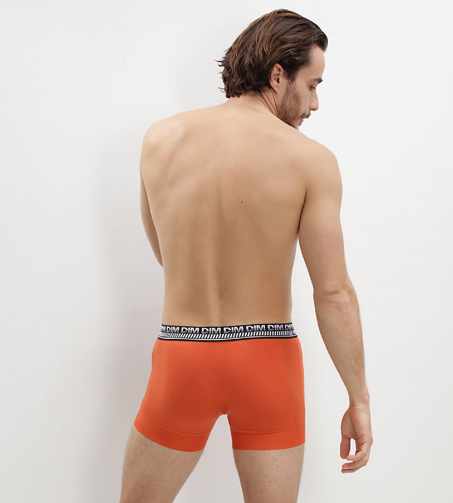 DIM Pacco da 2 boxer Stay and Fit da uomo in cotone elasticizzato blu arancio
