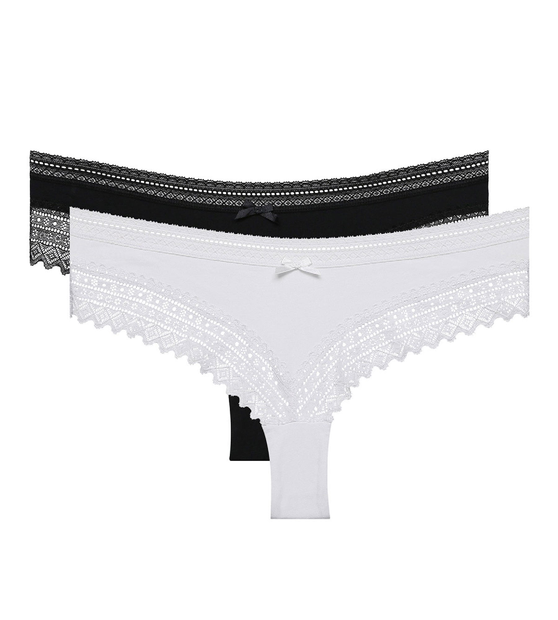 DIM Pacco da 2 shorty in pizzo di cotone bianco e nero Sexy Fashion