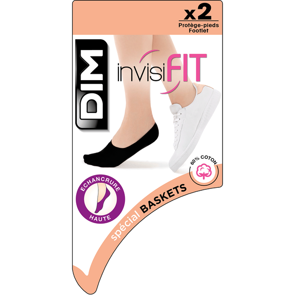 DIM Pacco da 2 solette nere InvisiFit 107D resistenti ai cattivi odori