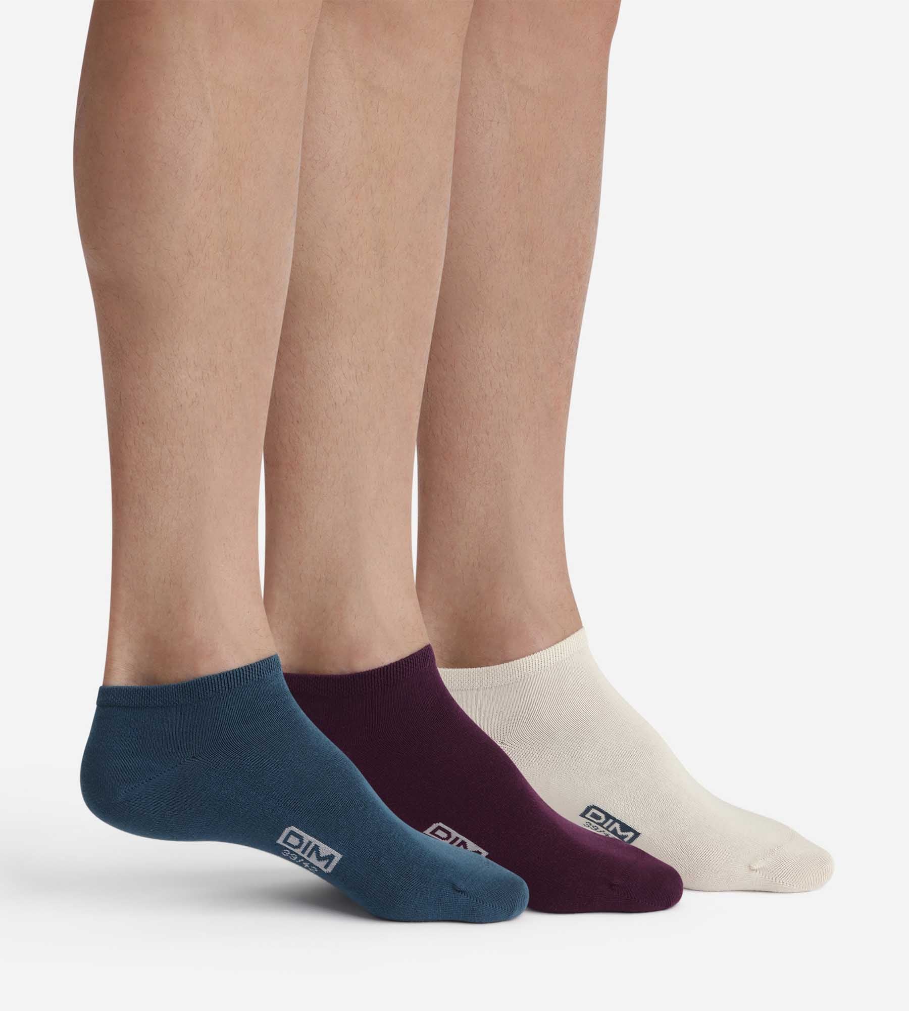 DIM Pacco da 3 paia di calzini da uomo in cotone blu-viola.