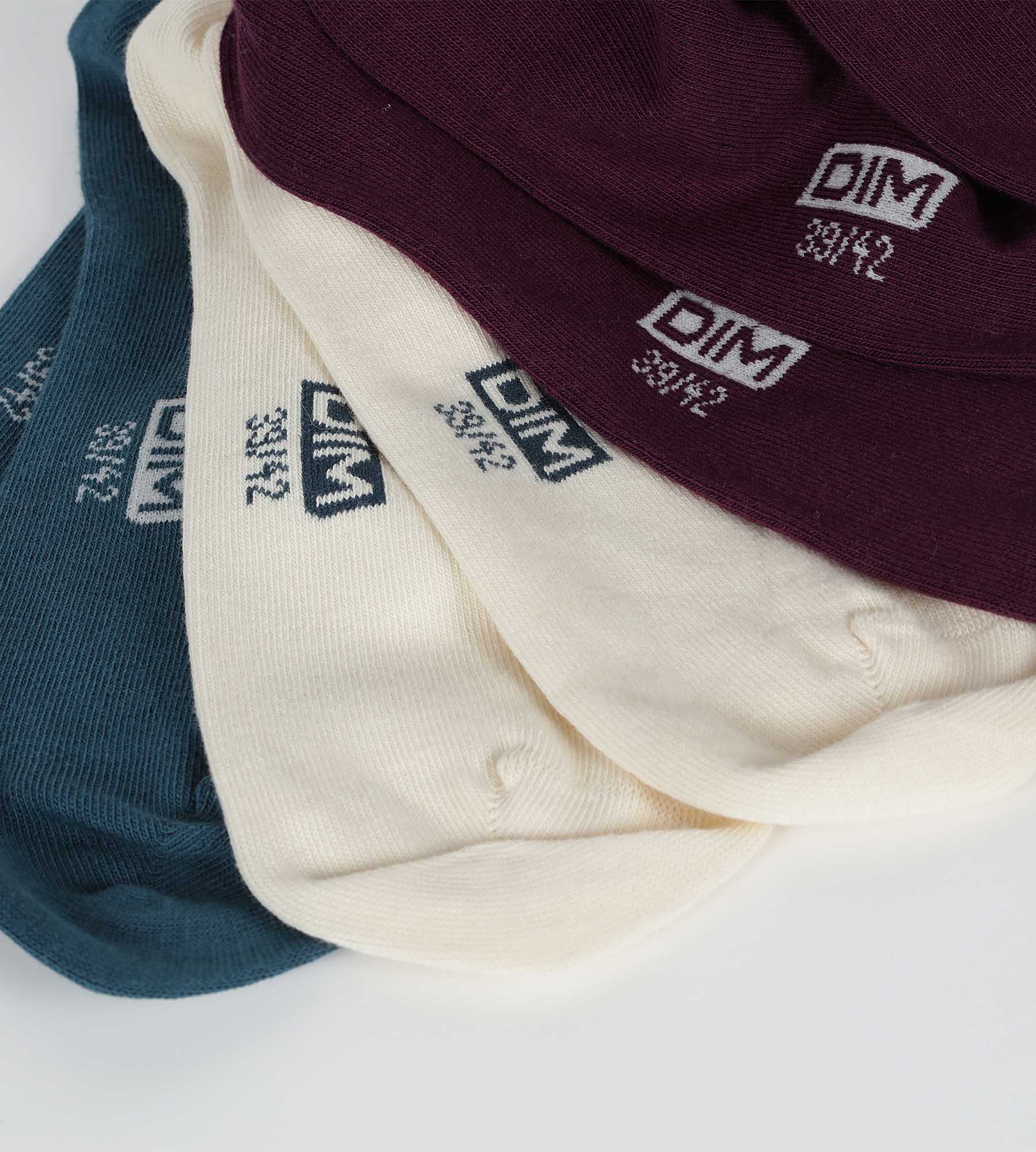 DIM Pacco da 3 paia di calzini da uomo in cotone blu-viola.