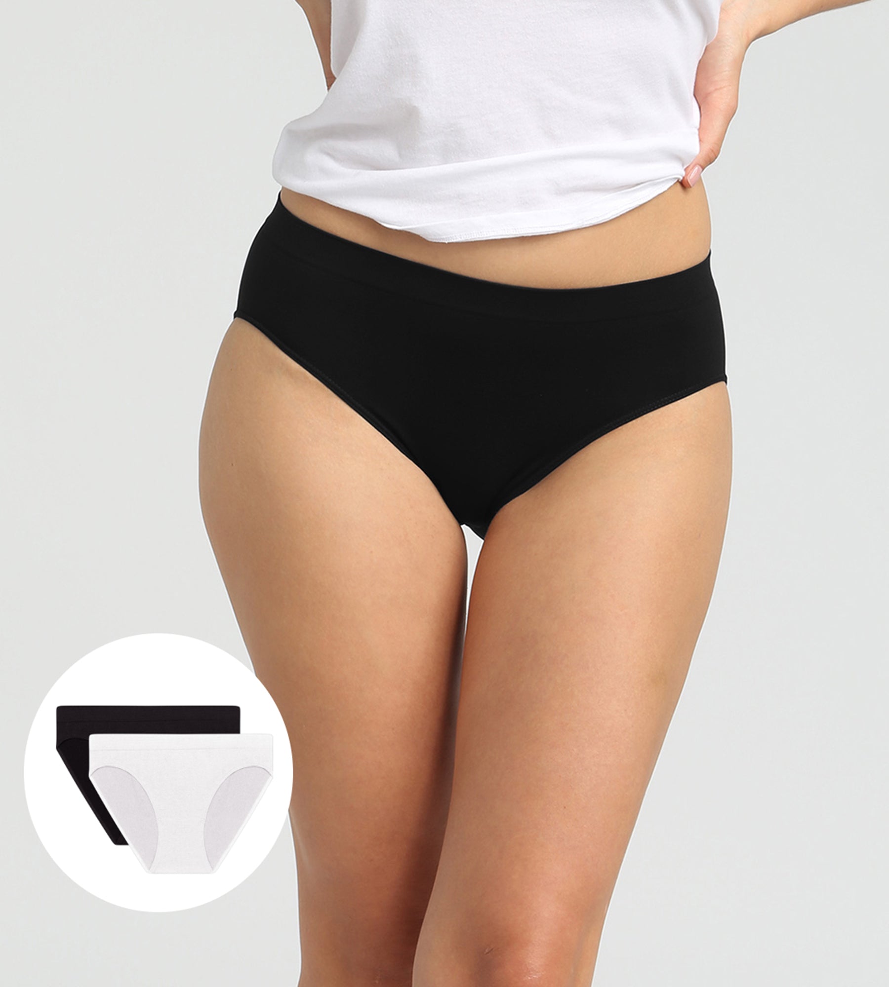 DIM Pacco da 2 slip in microfibra senza cuciture Pockets Eco bianco e nero