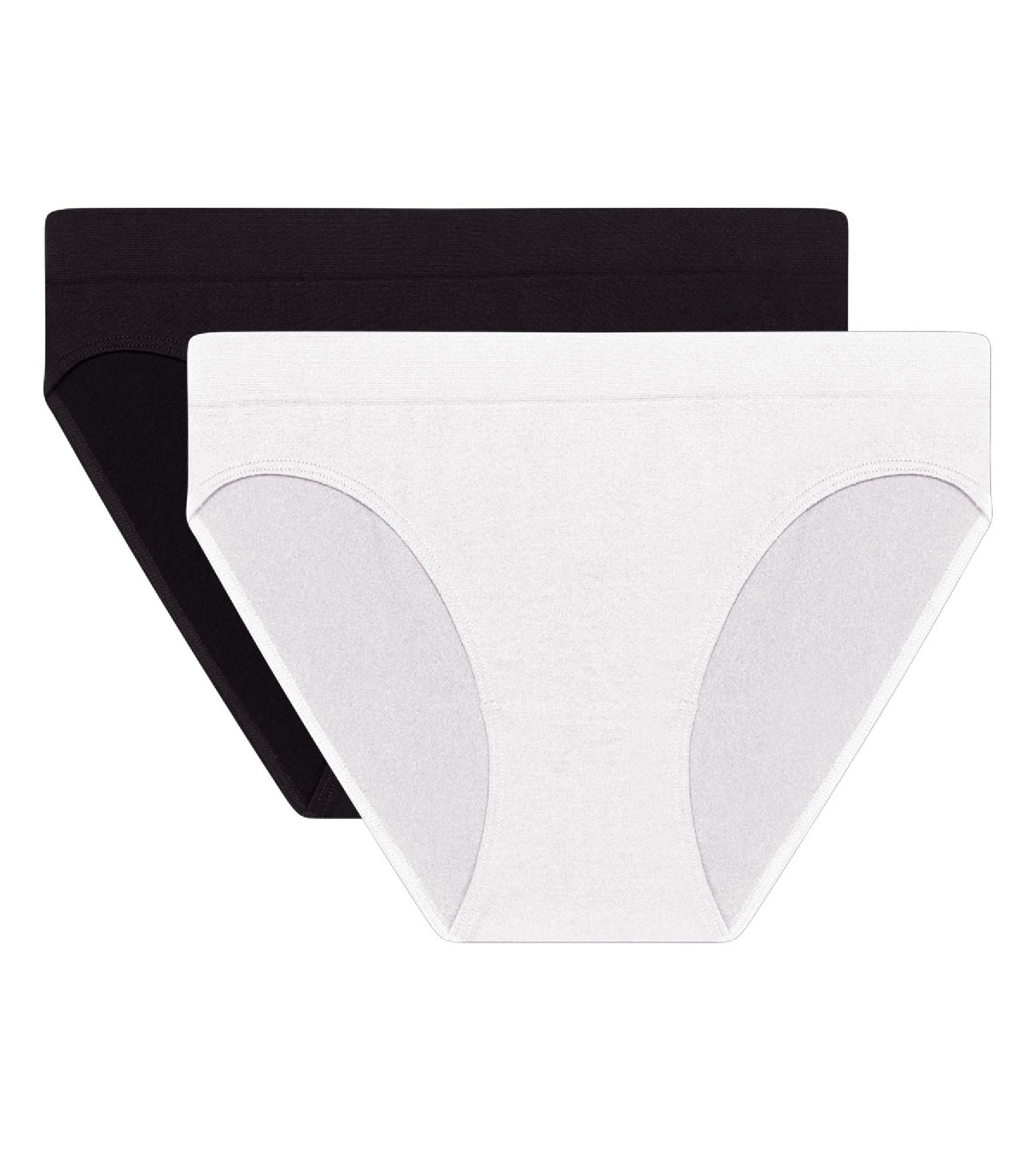 DIM Pacco da 2 slip in microfibra senza cuciture Pockets Eco bianco e nero