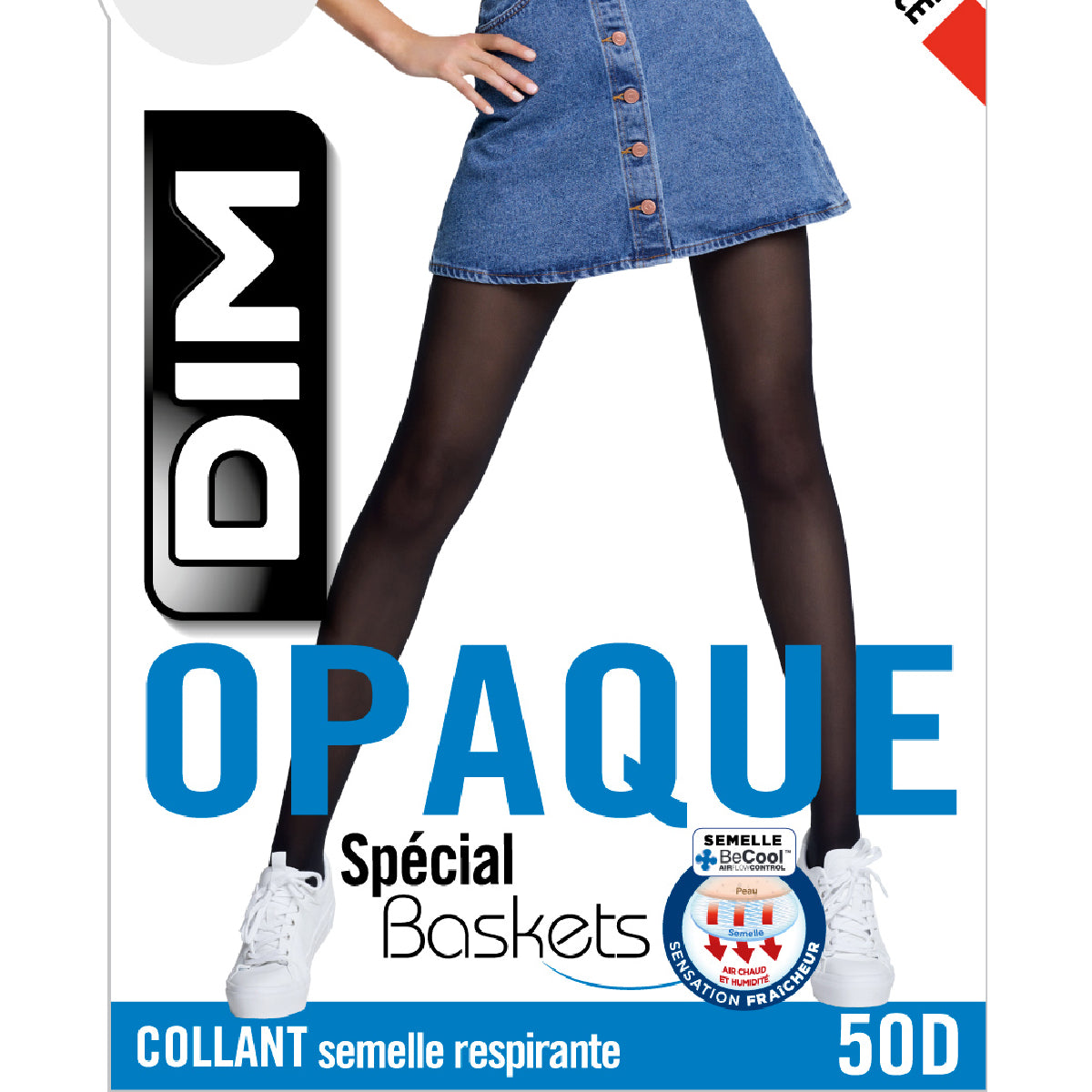 DIM Sneakers 50D collant in velluto nero coprente
