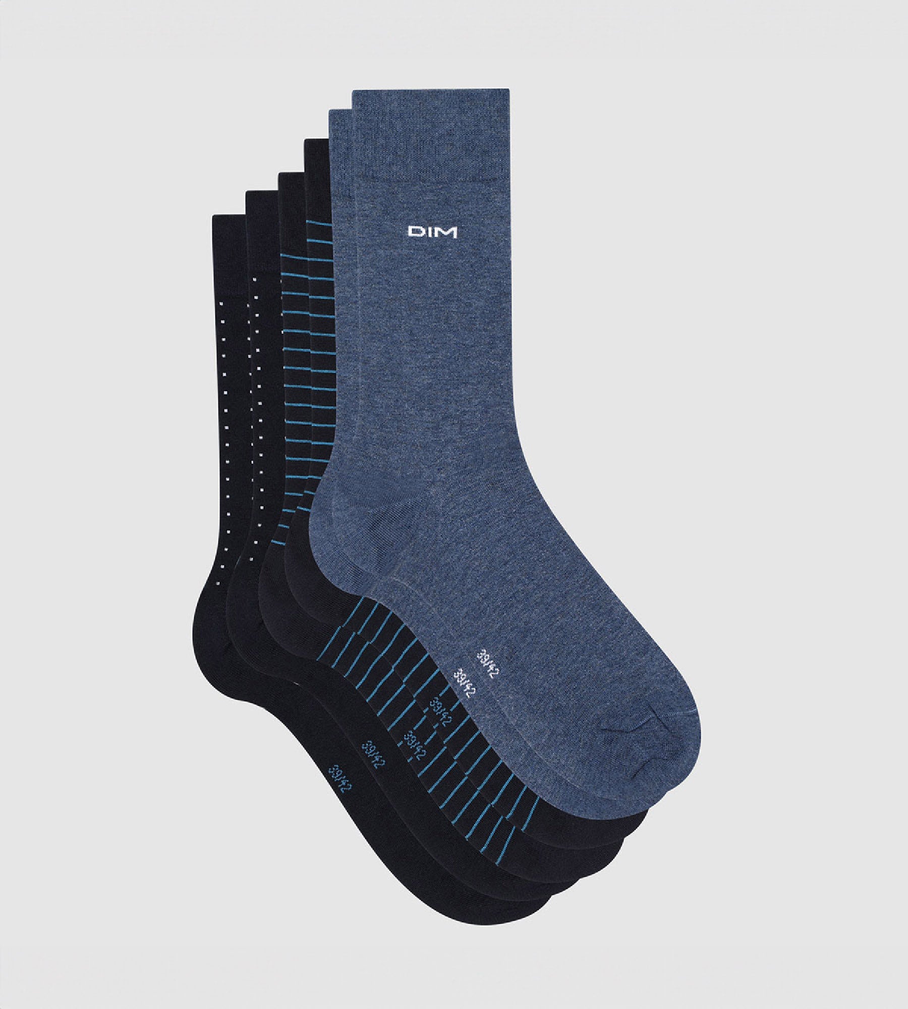 DIM Pacco da 3 paia di calze in cotone da uomo a righe Blu EcoDim Sport