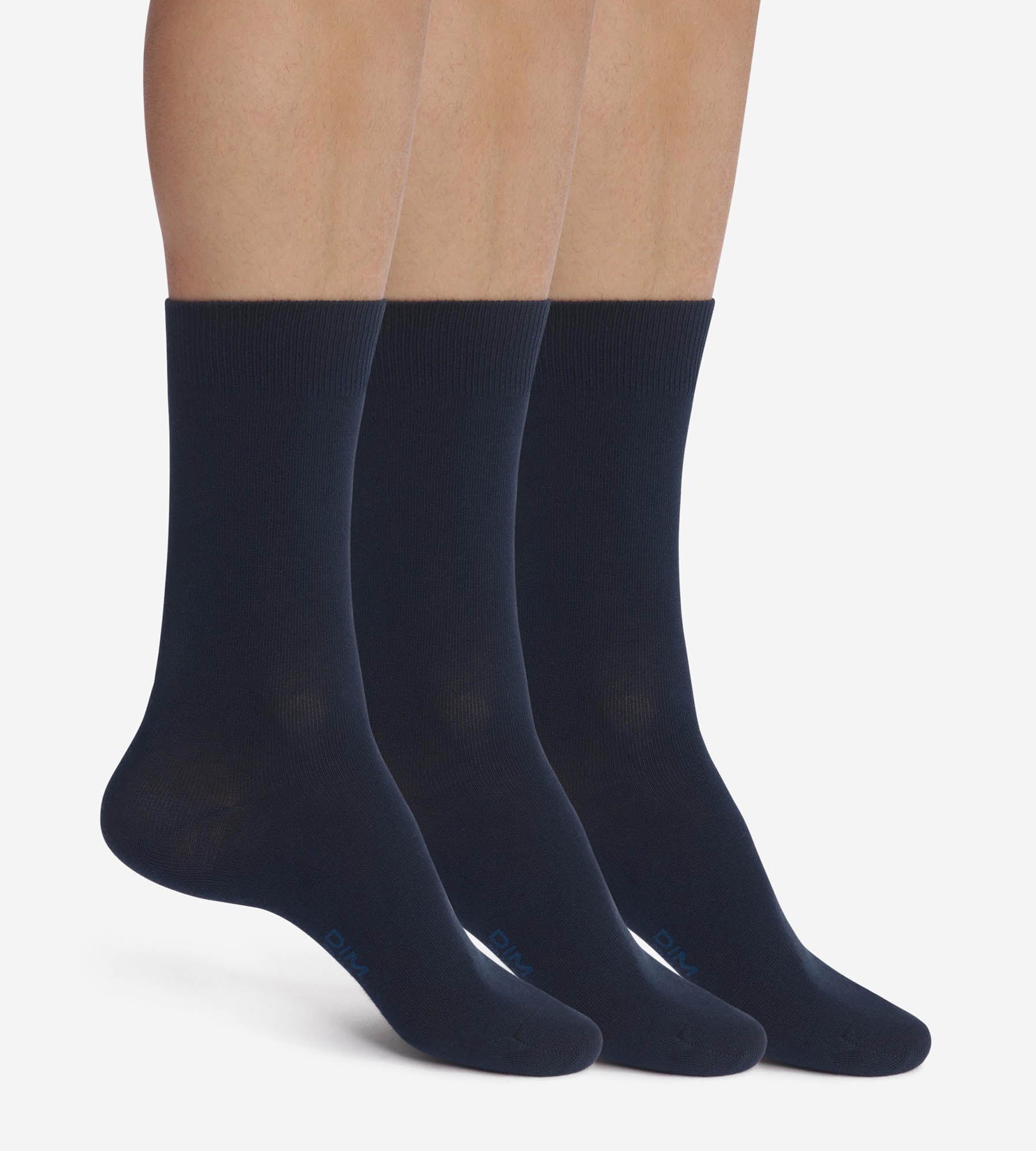 DIM Pacco da 3 paia di calze blu navy da uomo Dim Cotton Comfort