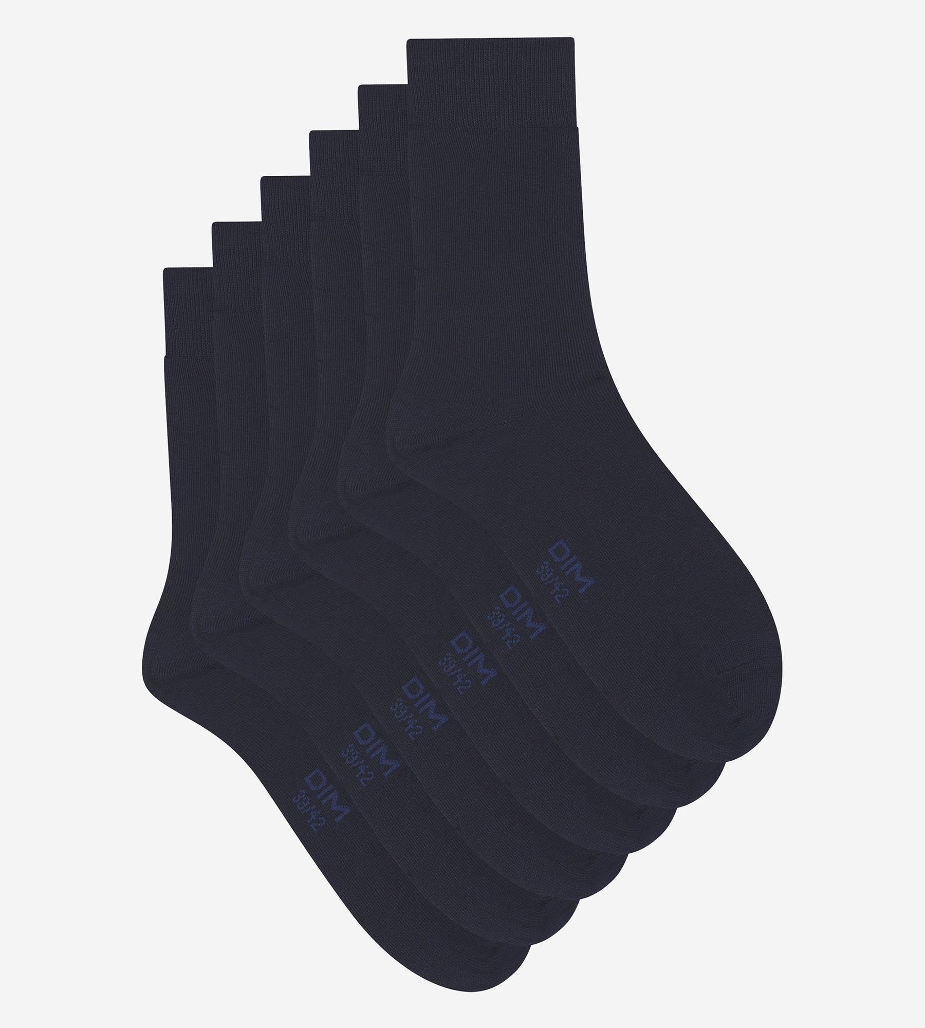 DIM Pacco da 3 paia di calze blu navy da uomo Dim Cotton Comfort