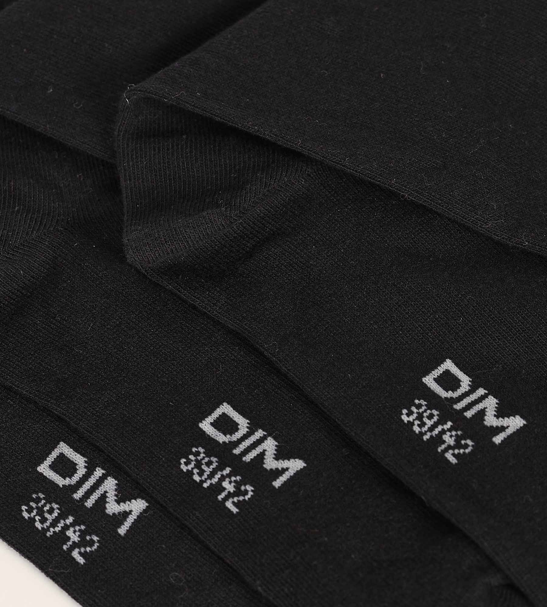 DIM Pacco da 3 calze da uomo nere Dim Coton Confort