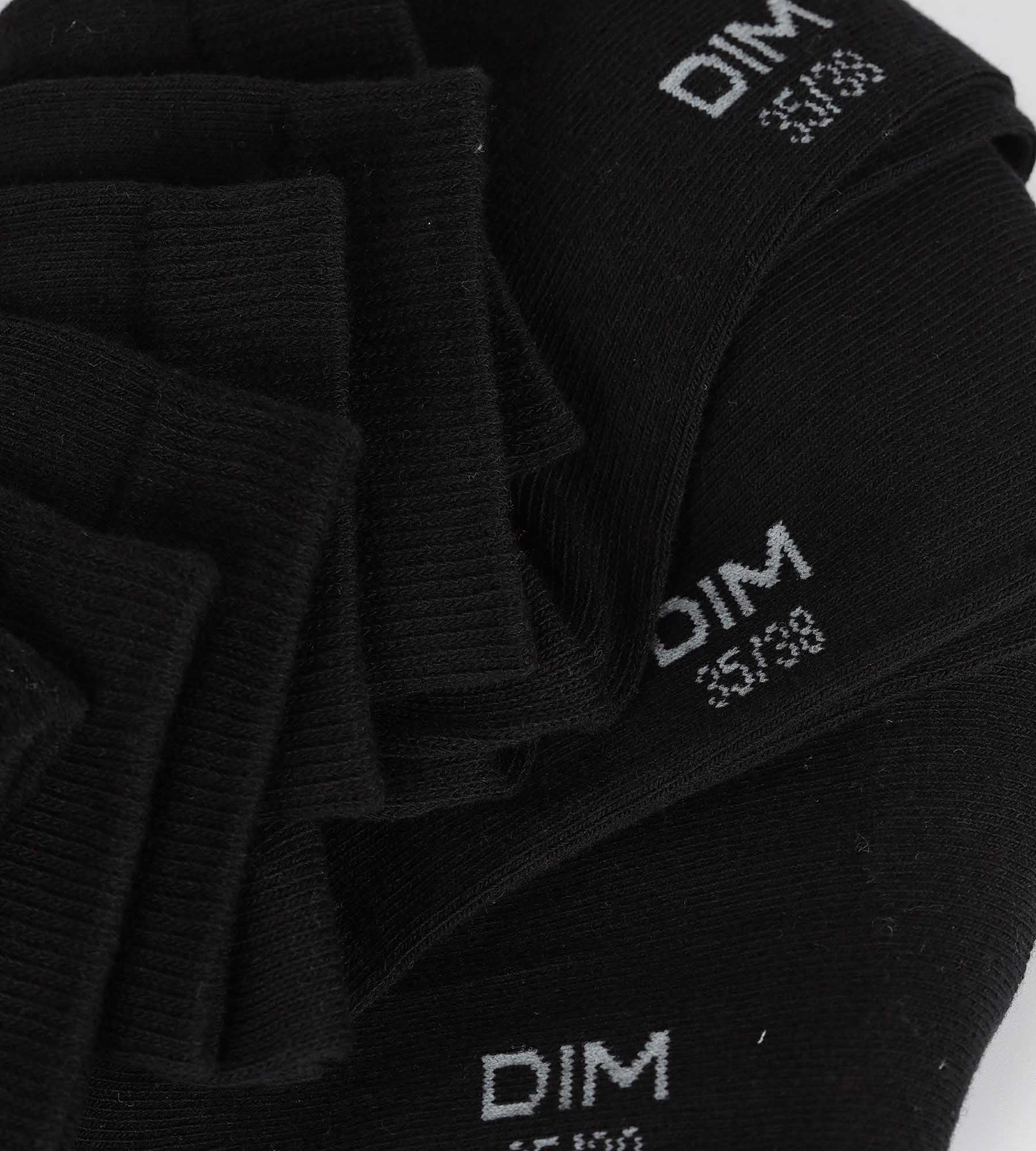 DIM Pacco da calze in cotone nero da donna a 3 paia Dim