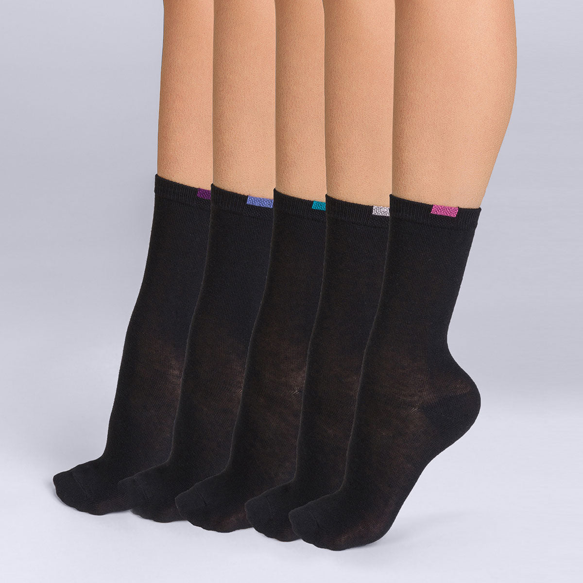 DIM Pacco da 5 calze EcoDIM nere da donna