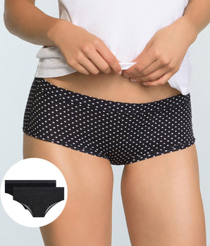 2 Pack Women's Shortys in Black and Polka Dot Body Mouv