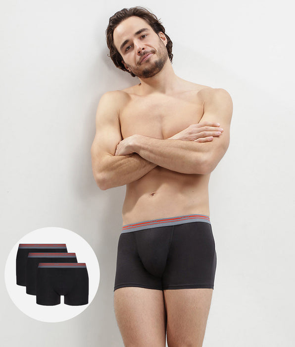 DIM Pacco da 3 boxer da uomo in cotone elasticizzato nero Daily Colors