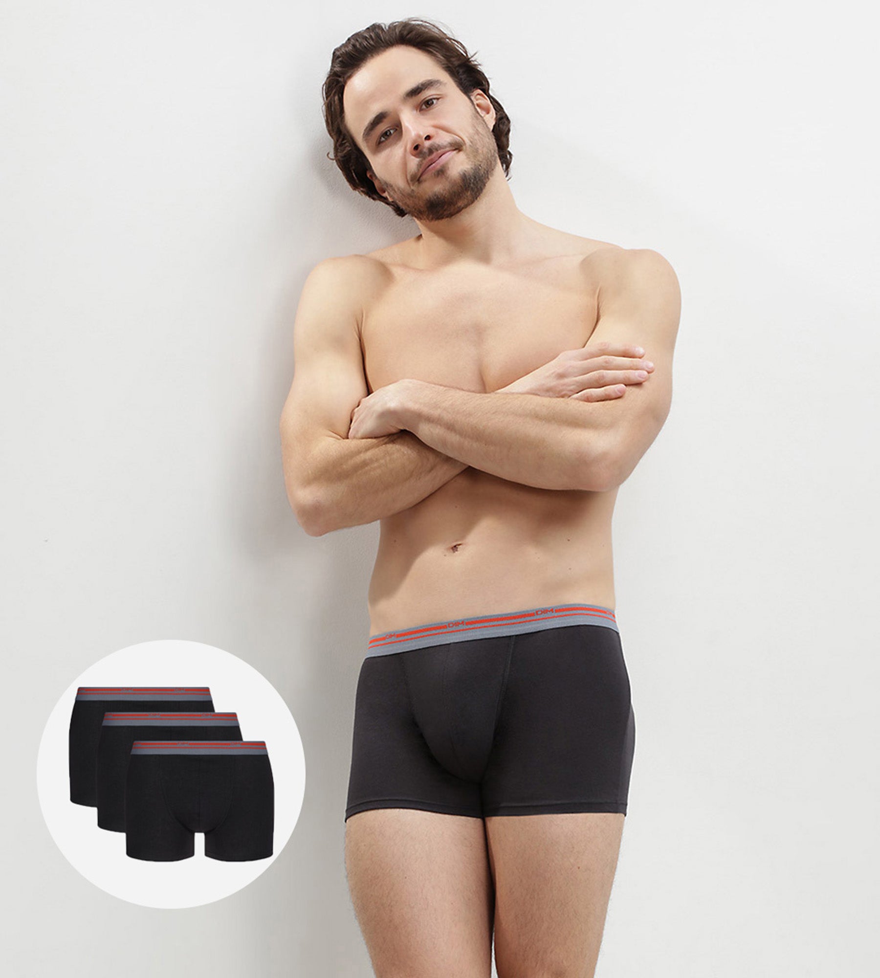 DIM Pacco da 3 boxer da uomo in cotone elasticizzato nero Daily Colors