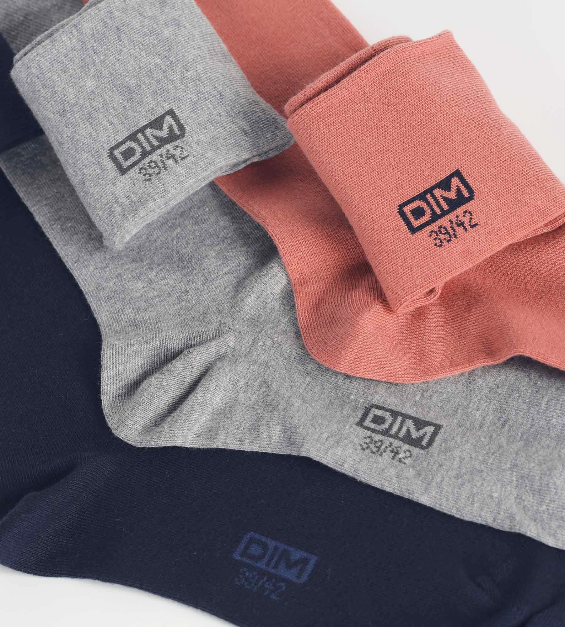 DIM Pacco da 3 paia di calze in cotone rosa navy da uomo Dim