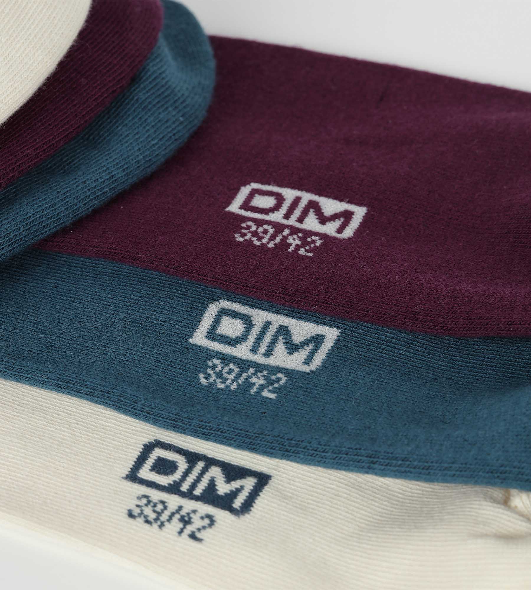 DIM Pacco da 3 paia di calze da uomo Blu Viola Cotone