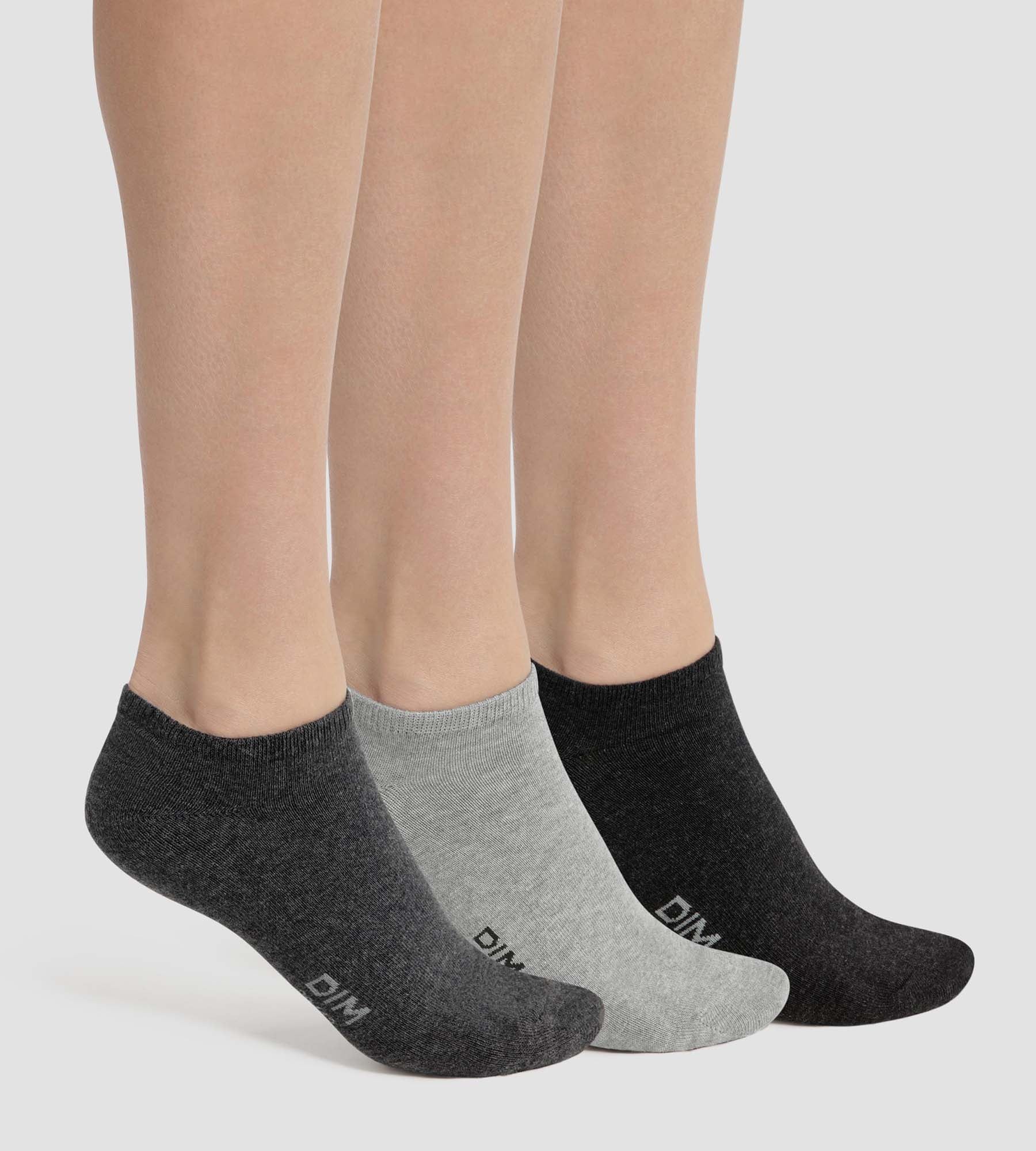 DIM Pacco da 3 paia di calze corte grigio antracite da donna Dim Cotone