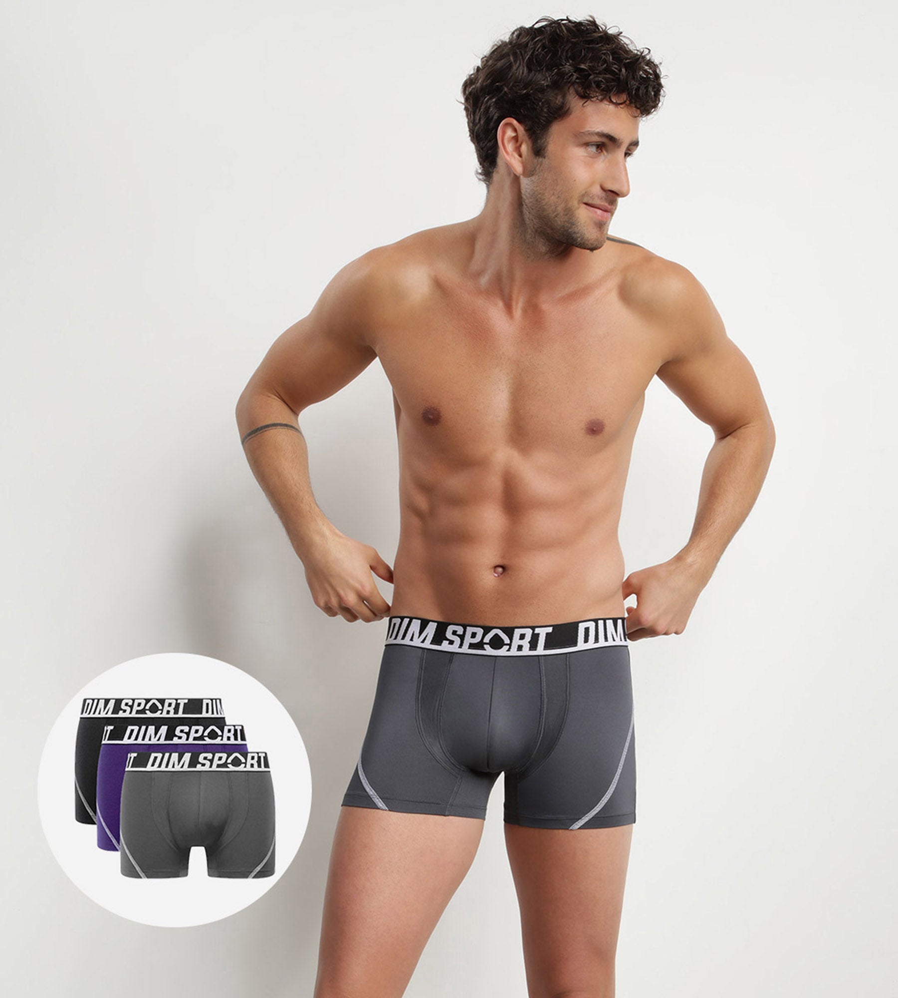 DIM Pacco da boxer sportivi da uomo in microfibra termoregolante viola (3 pezzi) Dim Sport