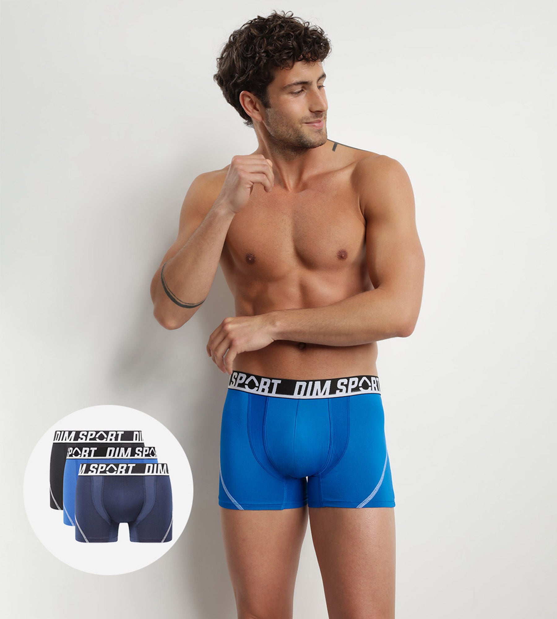 DIM Pacco da 3 boxer in microfibra termoregolante blu Uomo Dim Sport