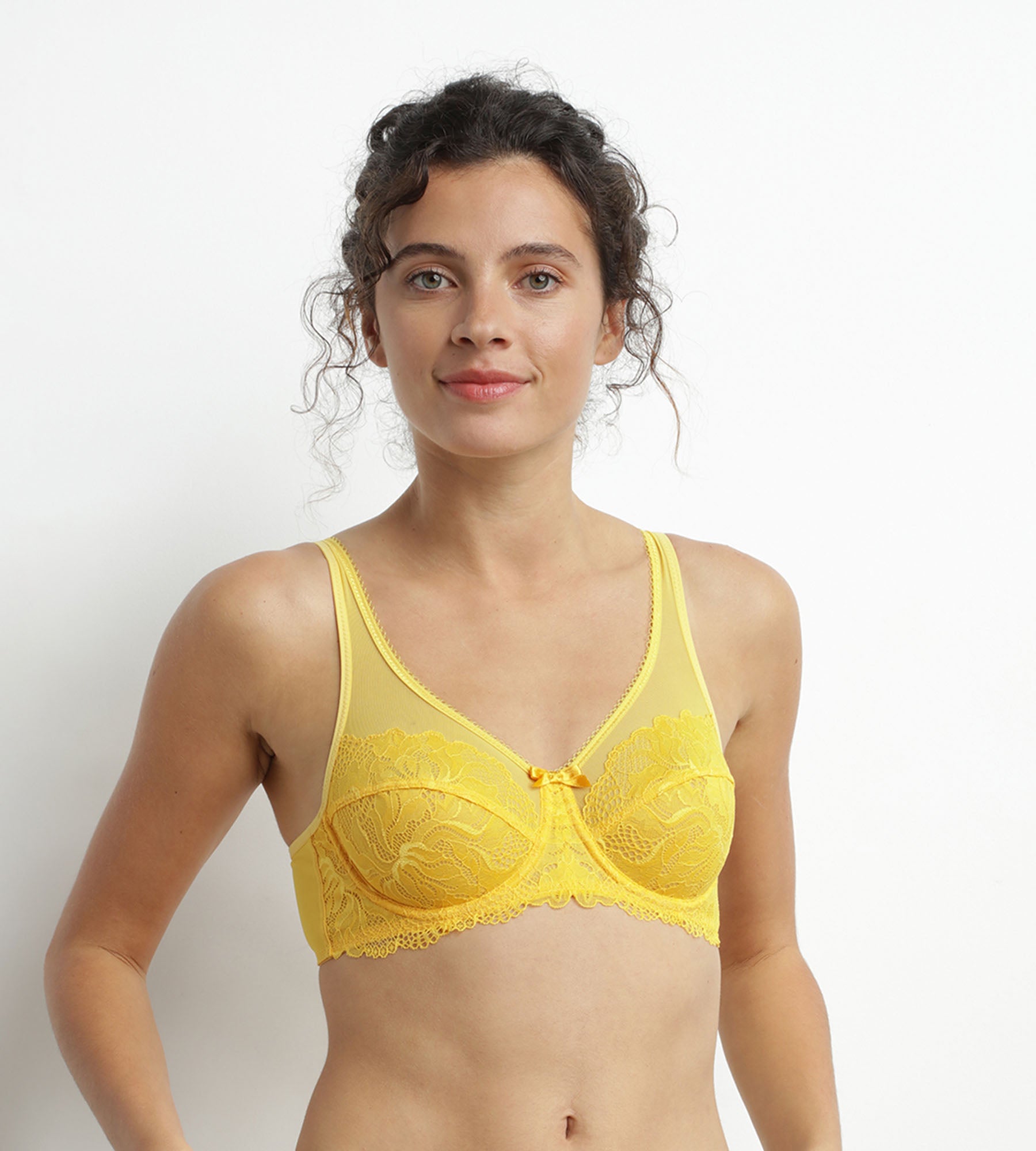 DIM Reggiseno a incastro in pizzo giallo Dim Generous Essentiel