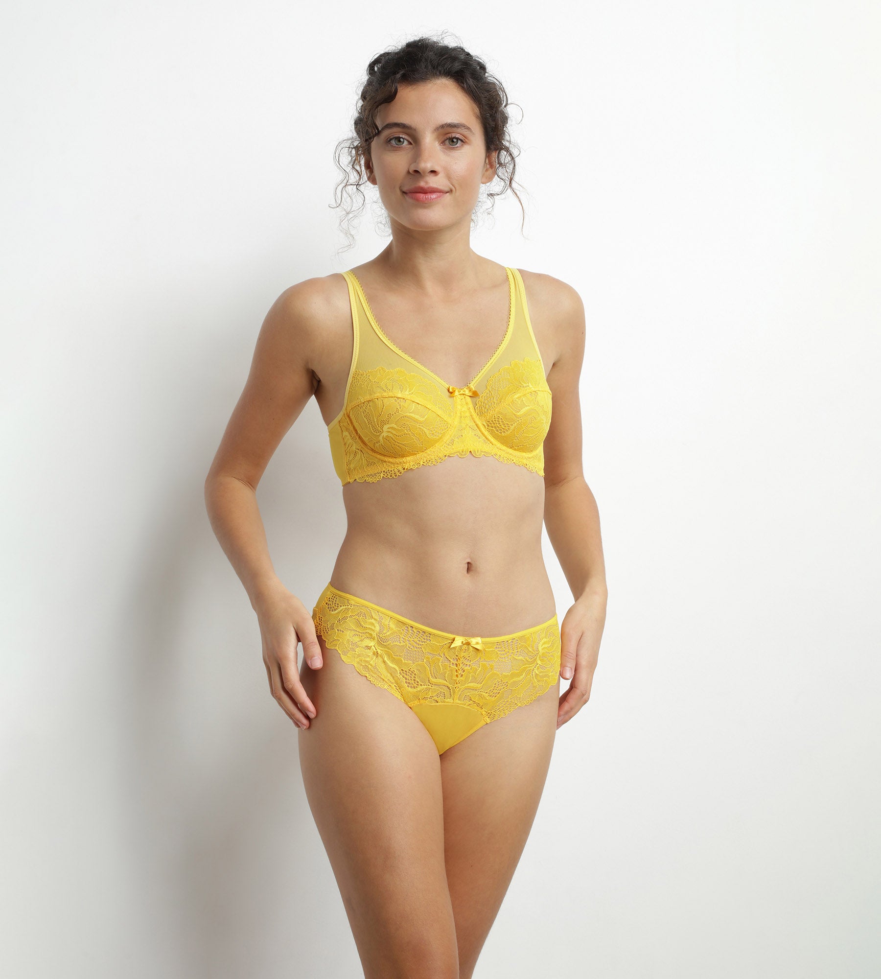 DIM Reggiseno a incastro in pizzo giallo Dim Generous Essentiel