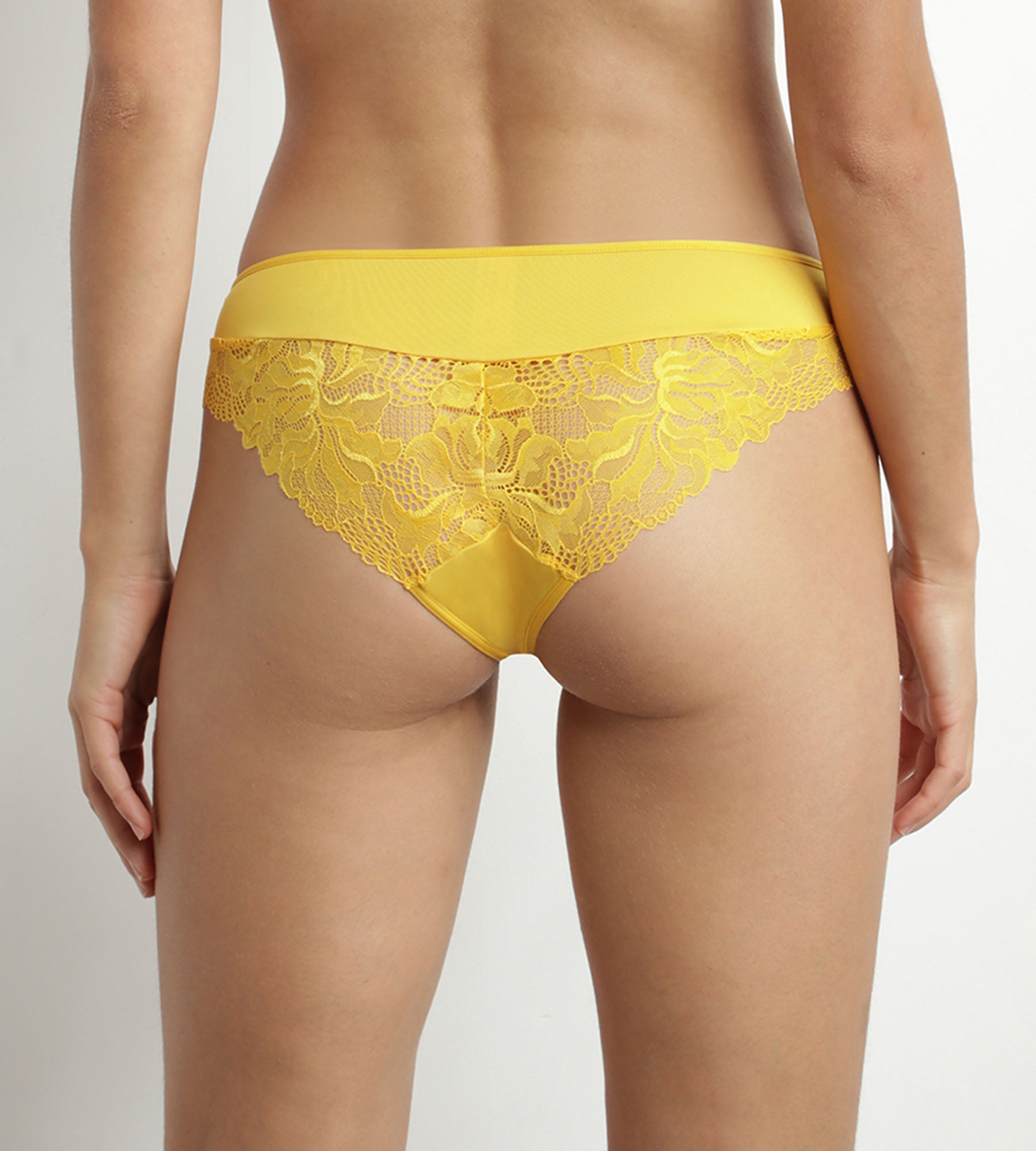 DIM Slip da donna in microfibra e pizzo giallo Dim Generous Essentiel