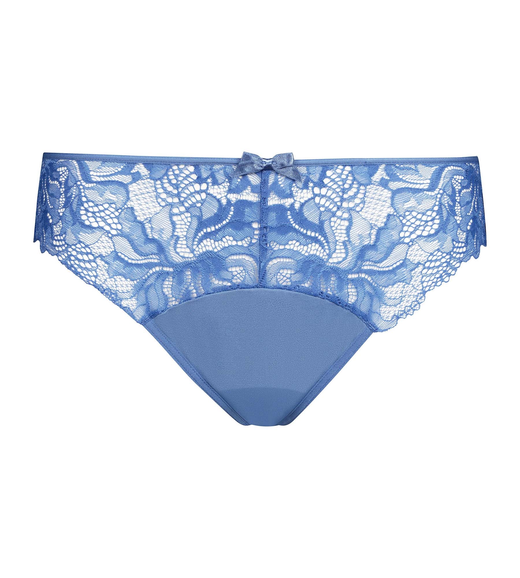 DIM Slip da donna blu in microfibra e pizzo Dim Generous Essentiel