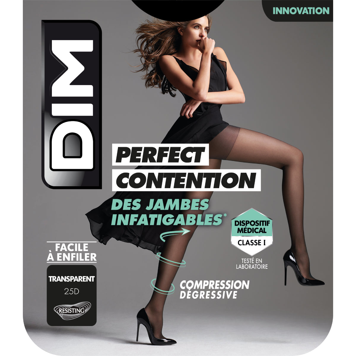 DIM Donna Collant trasparente nero DIM Perfect Contenction 25D