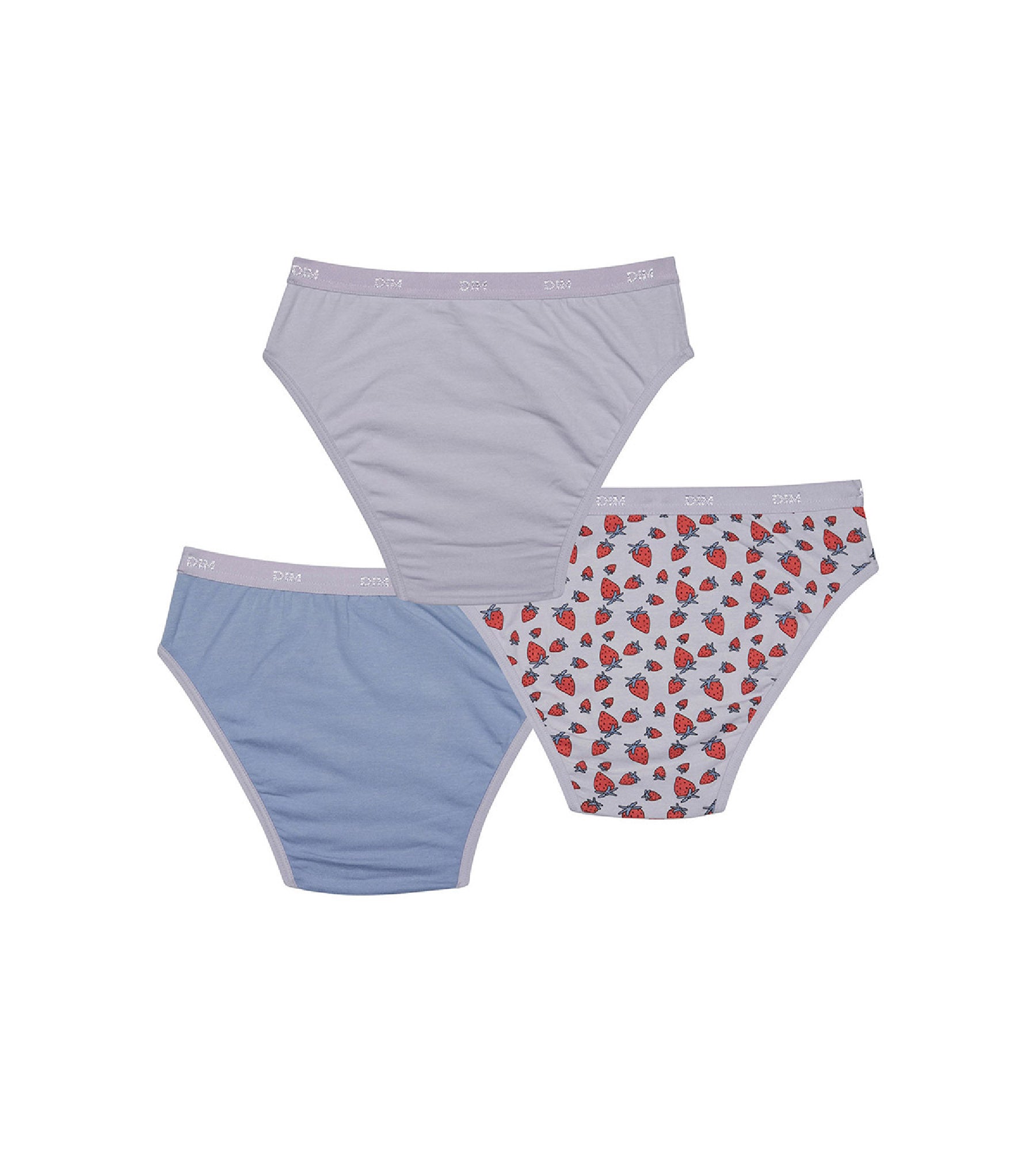 DIM Pacco da 3 slip in cotone elasticizzato alla fragola per bambina Lila Les Pockets