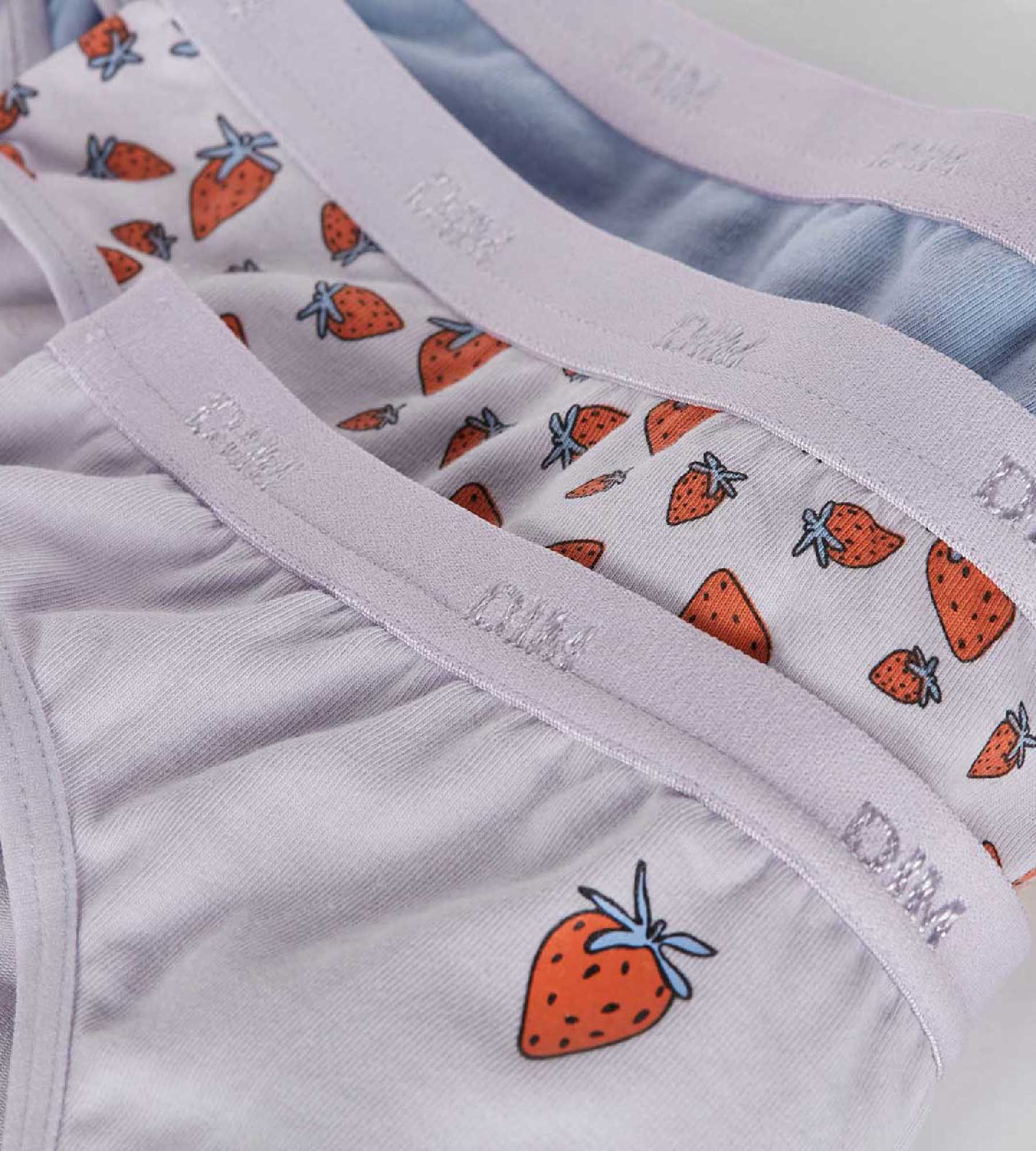 DIM Pacco da 3 slip in cotone elasticizzato alla fragola per bambina Lila Les Pockets