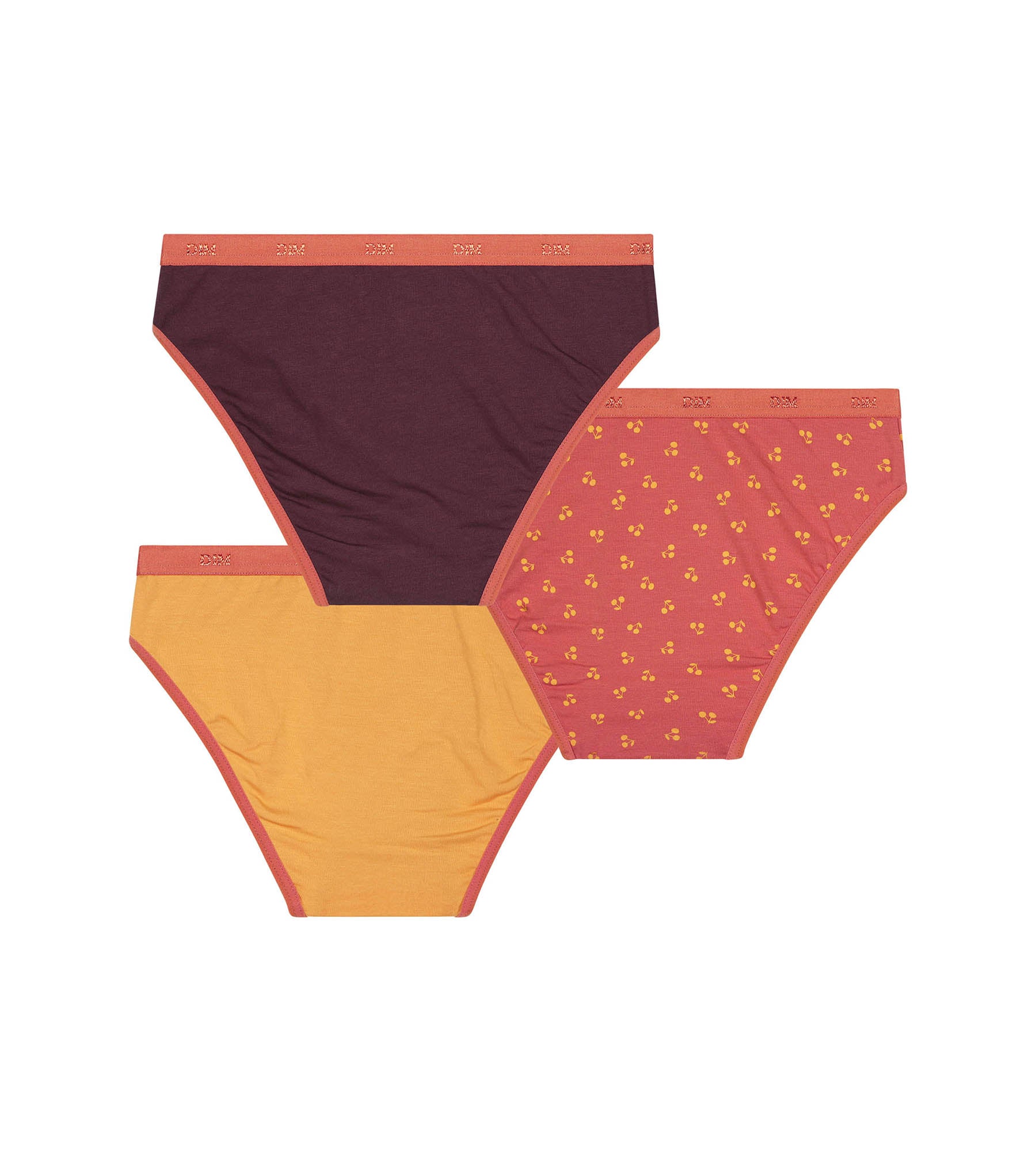DIM Pacco da 3 slip in cotone da bambina Les Pockets Chocolate Cherry