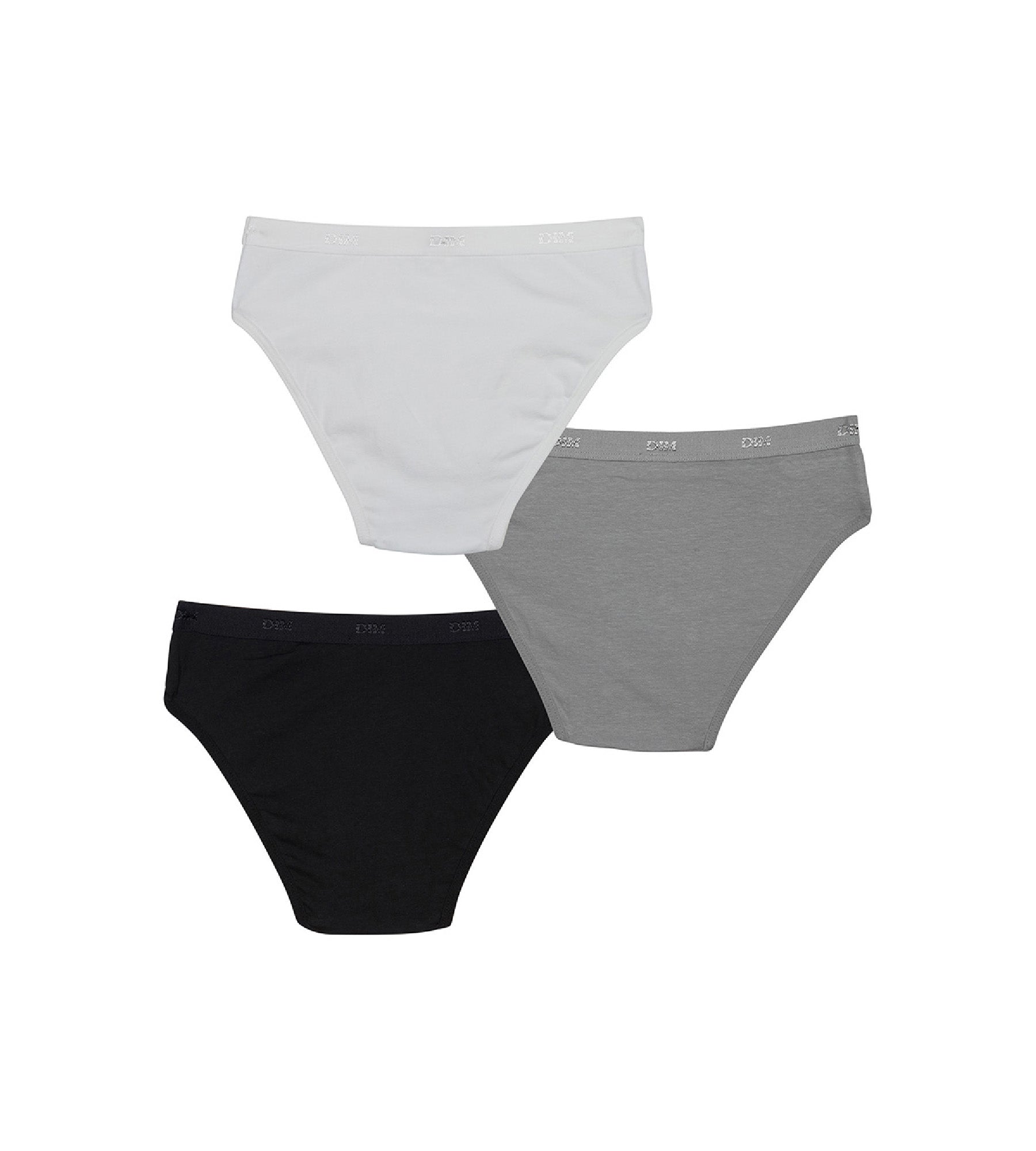 DIM Les Pockets Girl Pacco da 3 slip bianchi, neri e grigi