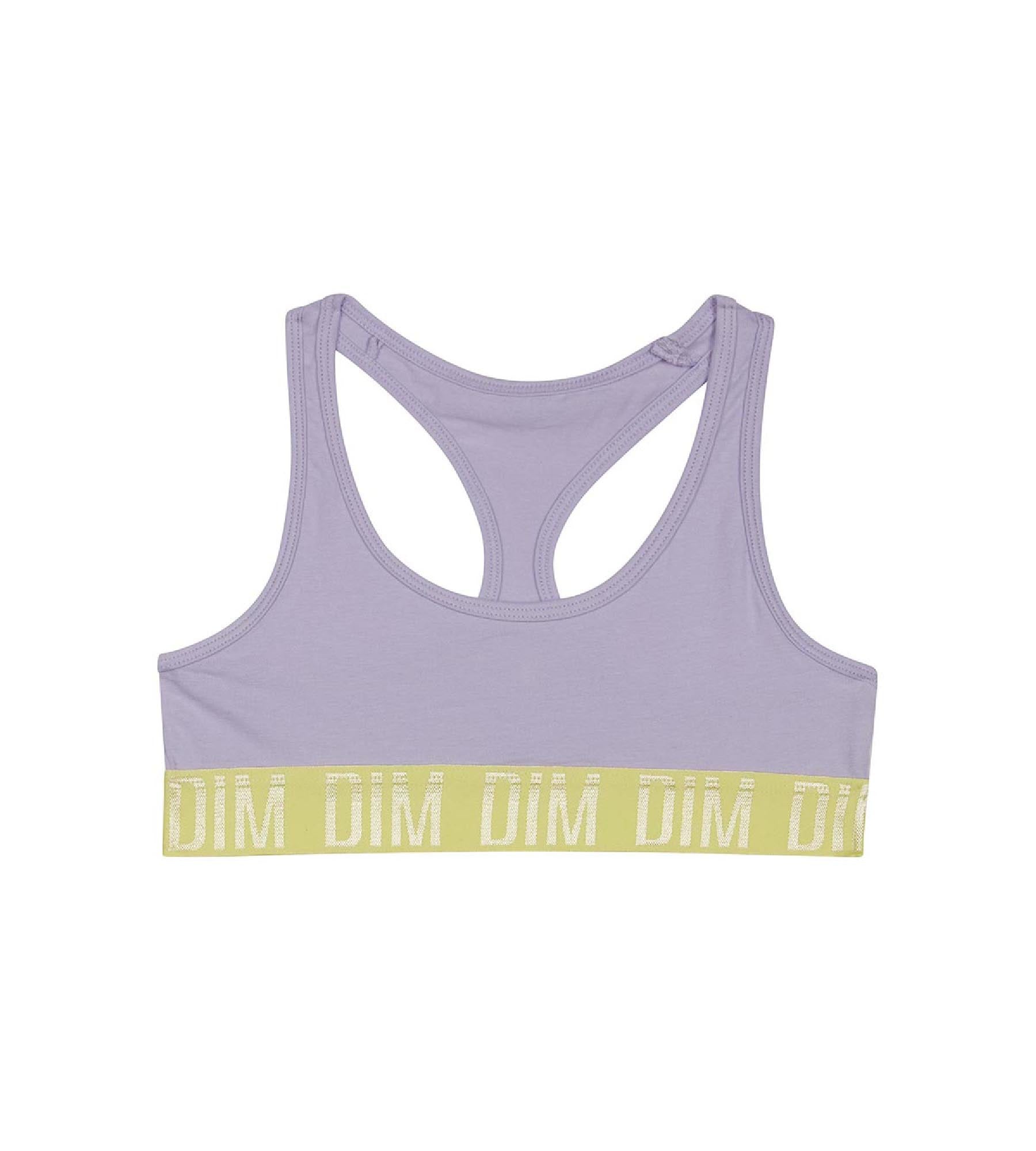 DIM Reggiseno sportivo bambina Lila in cotone elasticizzato con fascia di sostegno Anice Dim Sport