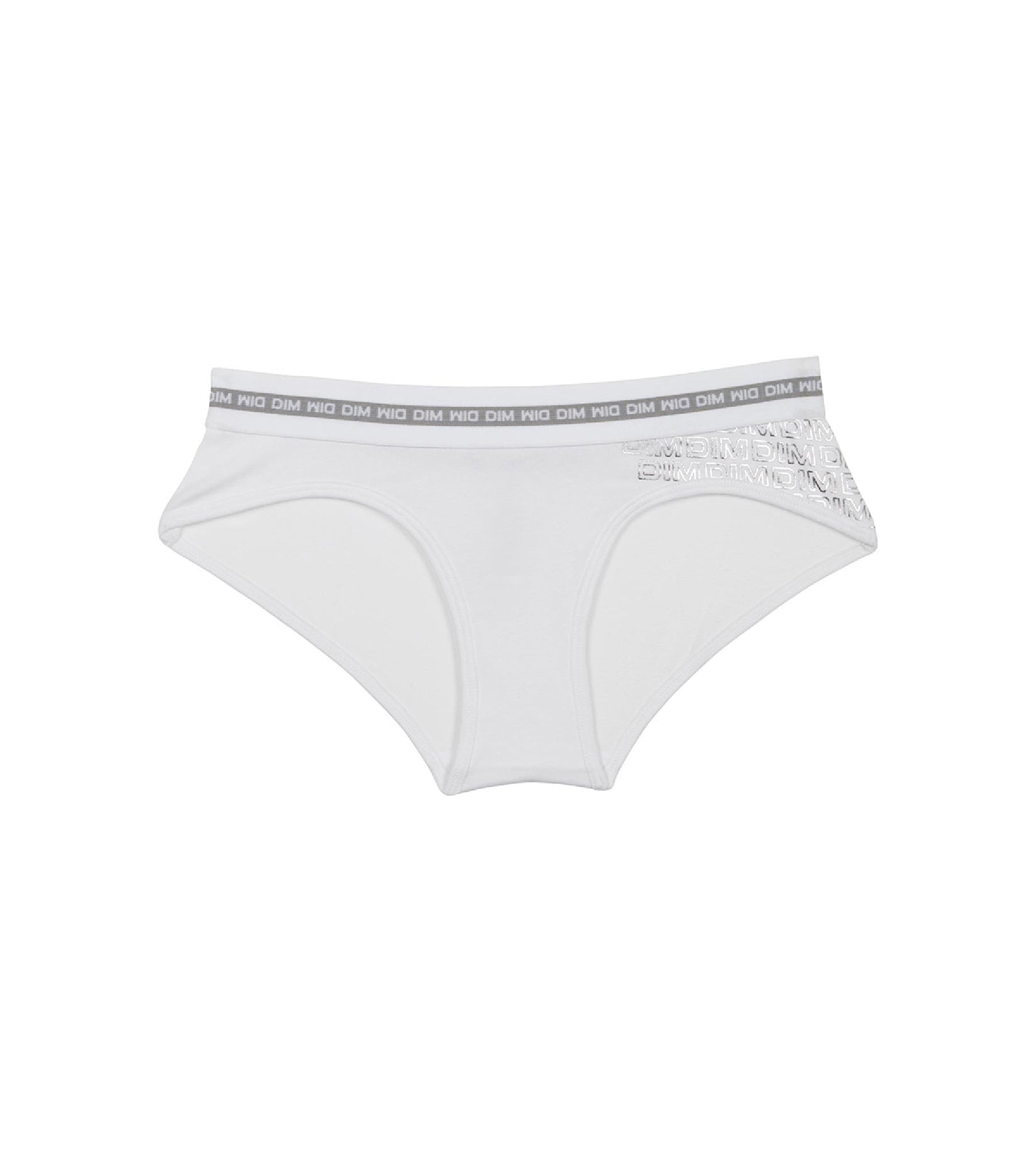 DIM Shorty bambina in cotone elasticizzato bianco con stampa argento Dim Sport