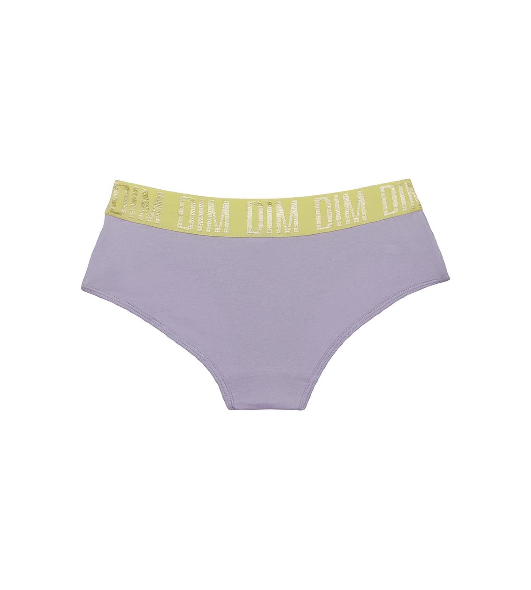 DIM Shorty bambina in cotone elasticizzato Lila con fascia Anis in vita Dim Sport